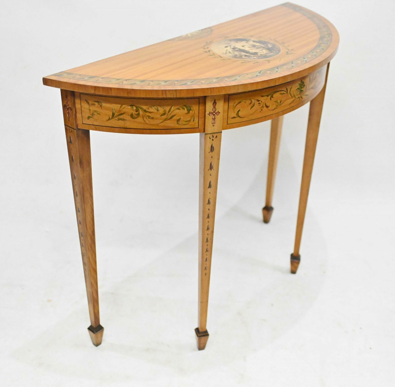 Furniture Adams Console Table   Demi Lune Satinwood Hall Tables photo