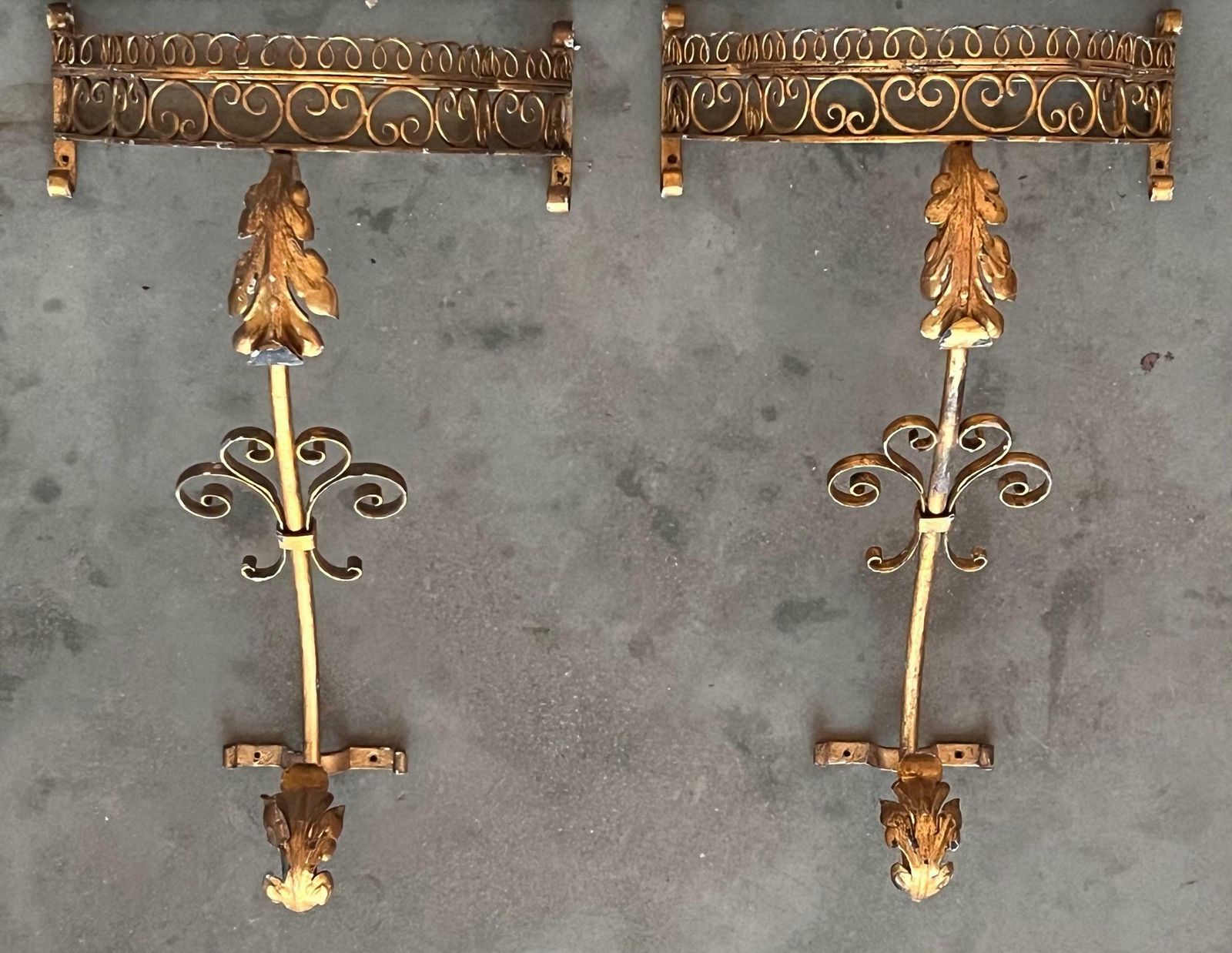 19th Pair Of Gilded French Wrought Iron Console Tables photo furniture
