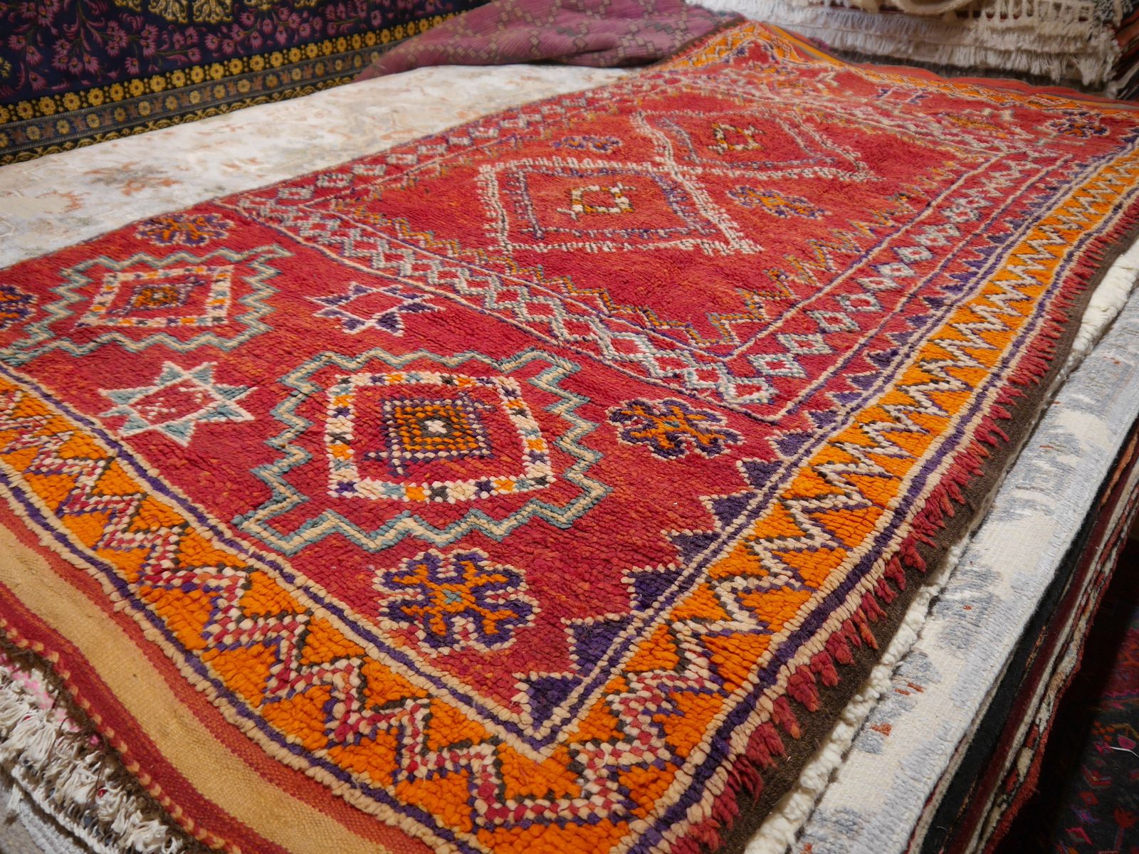 Vintage Rug Boujad 10.9 X 5.6 Ft Moroccan Berber Tribal Carpet 330 X 170 Cm photo Textiles