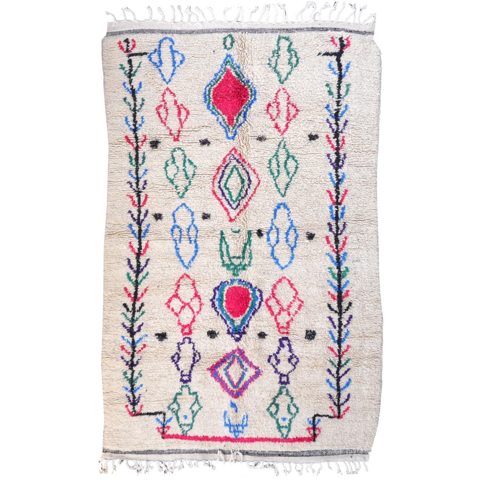 Vintage Berber Rug Morocco 7.6 X 4.8 Ft Moroccan Art 230 X 145