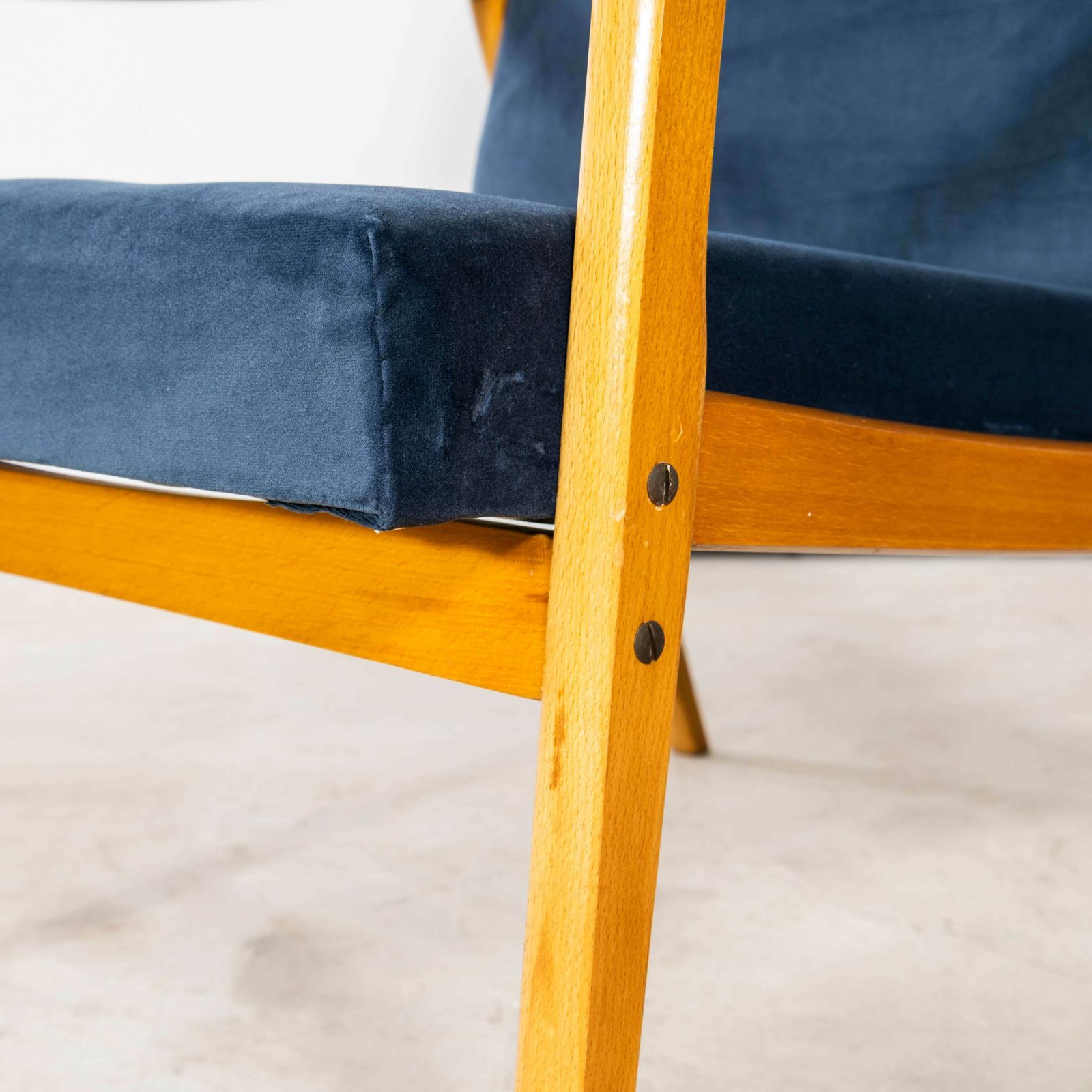 1950’s Jaroslav Smidek Original Re Upholstered Armchairs – Pair In Teal Blue photo Furniture