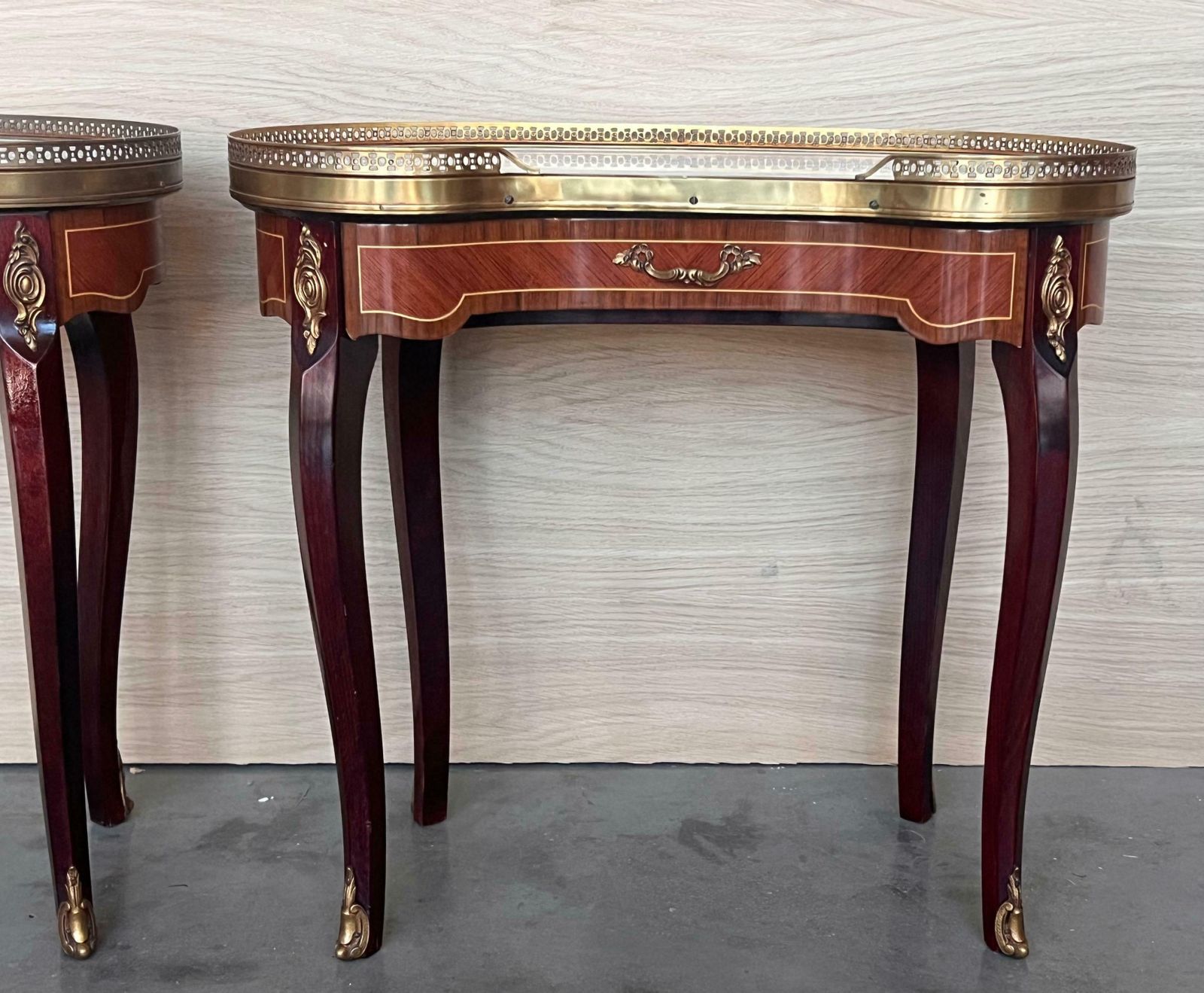 Pair Of French Kidney Shape Nightstands Bedside Tables Louis XVI, Circa 1910 photo for sale