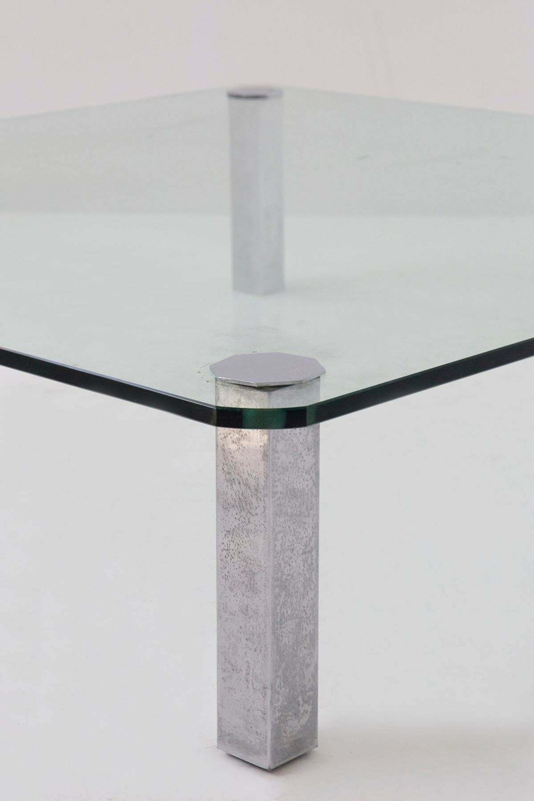 Vintage Italian Glass Coffee Table With Metal Feet photo 3696.0
