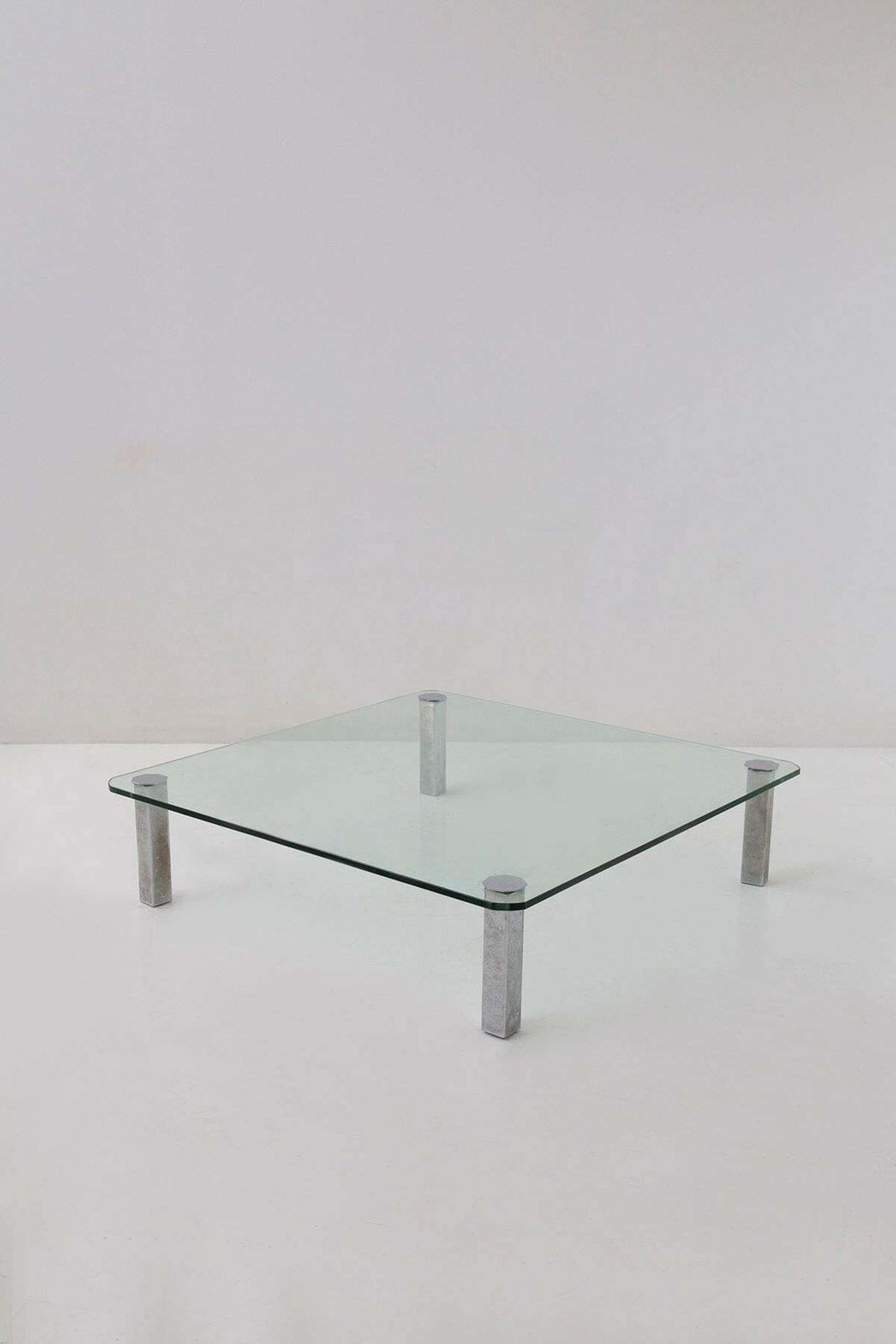 Vintage Italian Glass Coffee Table With Metal Feet photo buy