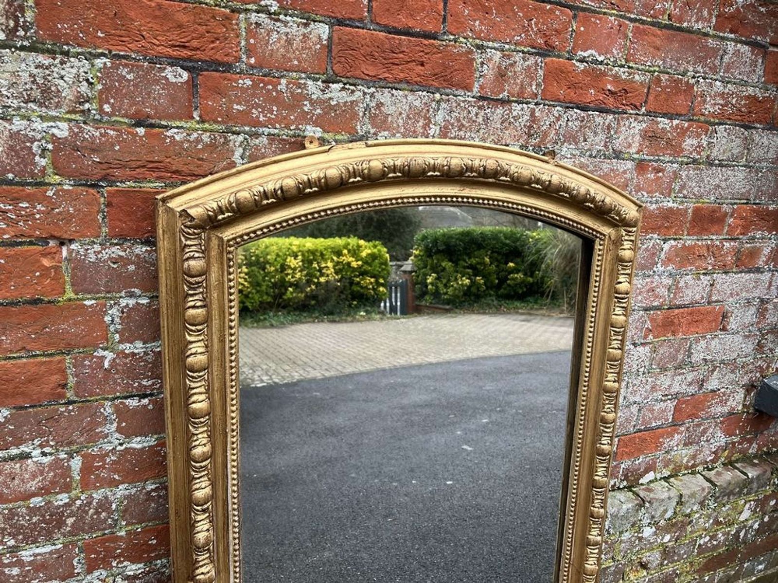 A Wonderful Large Antique French 19th C Shaped Top Gilt Mirror. photo 695.0