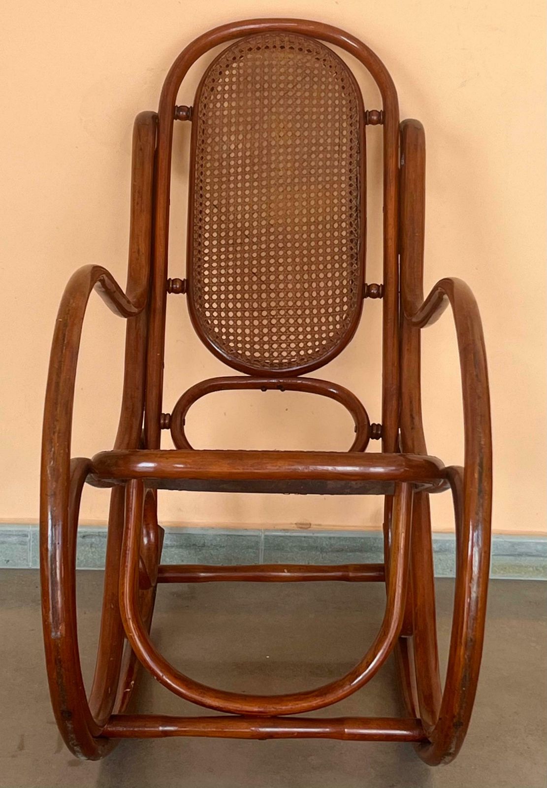 Pair Of Bentwood Rocking Chairs With Cane Seat And Back photo buy