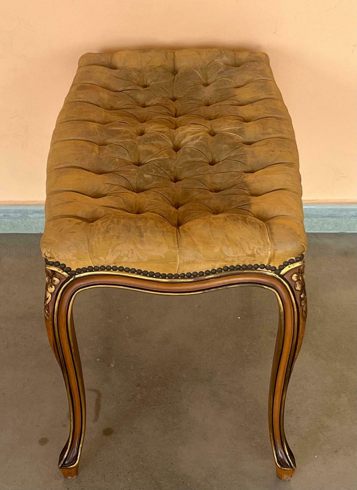 photo for sale Pair Of French Tufted Benches With Cabriole Legs