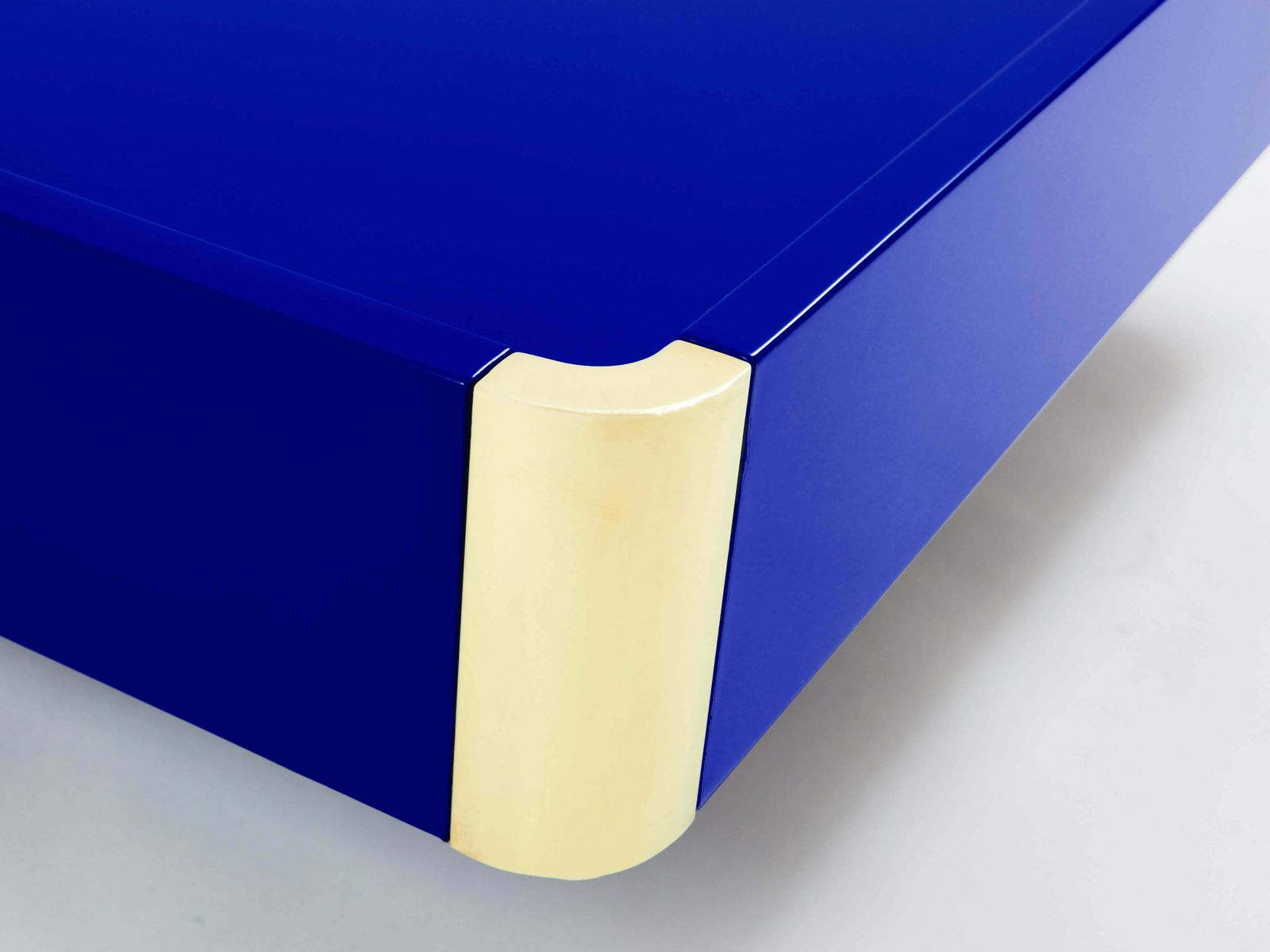 Willy Rizzo Majorelle Blue Lacquer And Brass Coffee Table 1970s photo Furniture