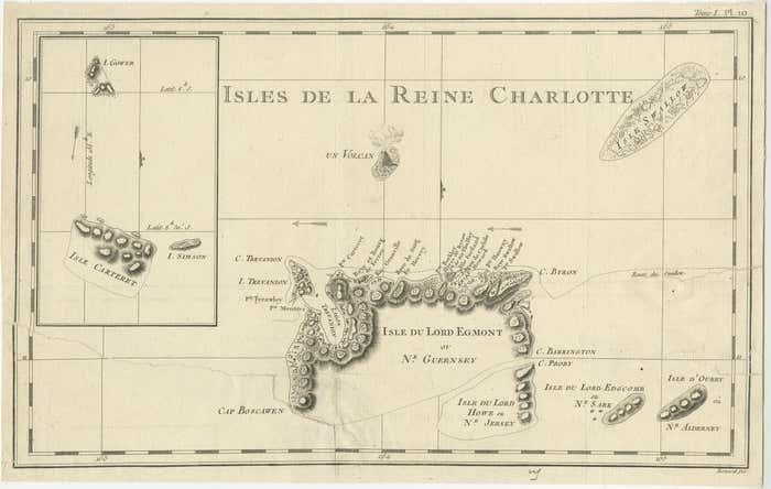 Antique Map Of The Santa Cruz Islands With Inset Of Carteret And Gower Islands photo furniture