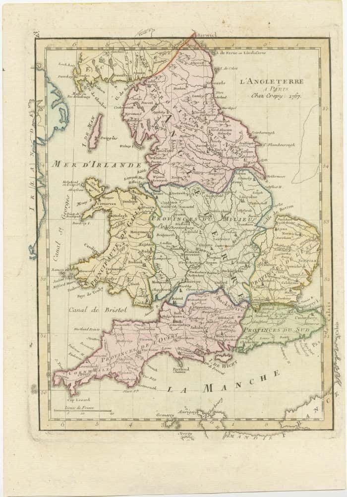 Antique Map Of England With Contemporary Hand Coloring photo furniture