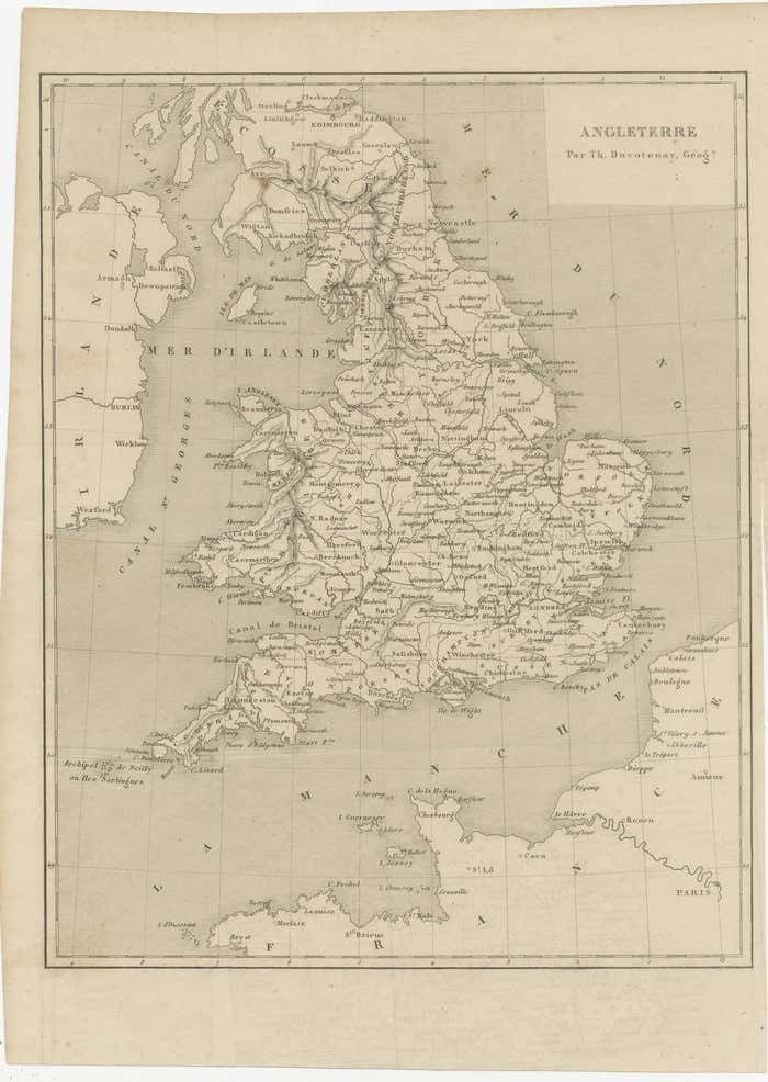 Steel Engraved Antique Map Of England photo furniture