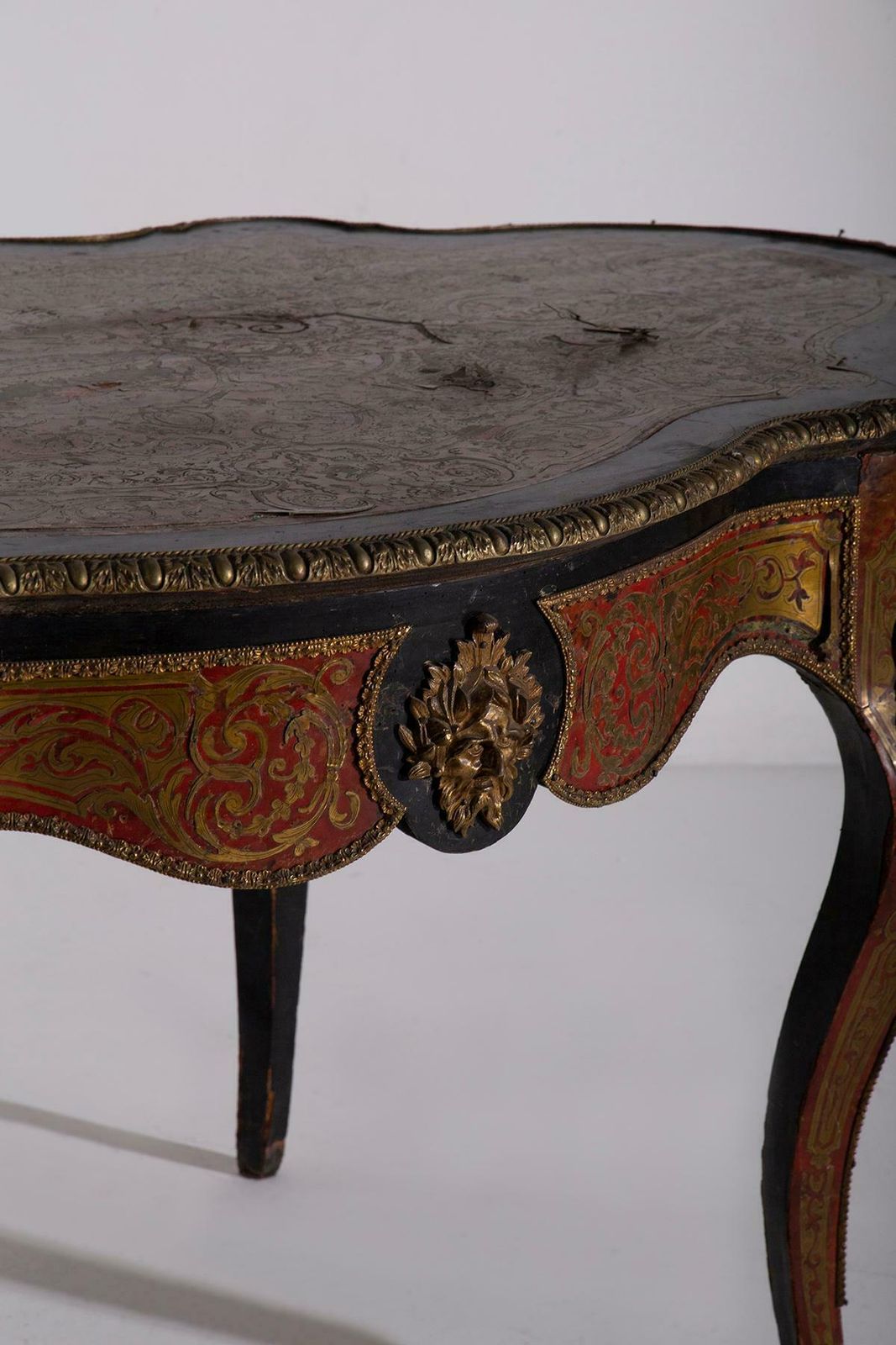 Boulle Styled Panelled Desk Napoleon Iiv, Late 1800s In Bronze photo vinterior
