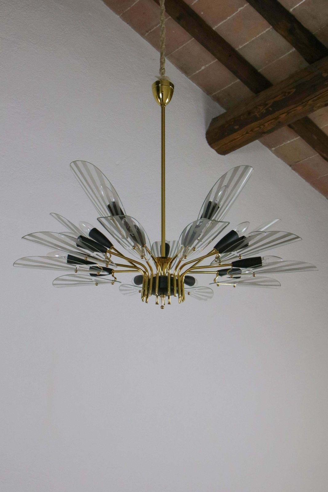 Italian Mid Century Fifteen Ligths Chandelier Fontana Arte Style, 1950 photo 3344.0