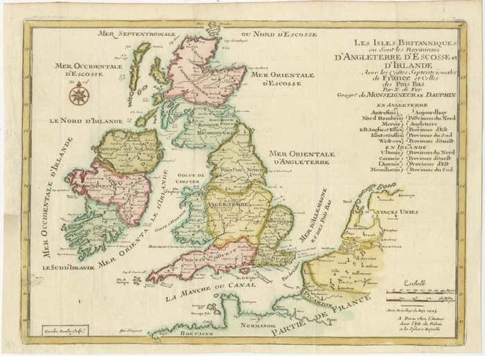 Original Antique Map Of England, Ireland, Scotland And Wales photo furniture
