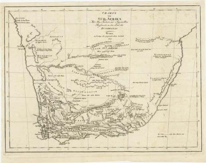 Antique Map Of South Africa Showing The Travels Of Truter And Somerville photo furniture