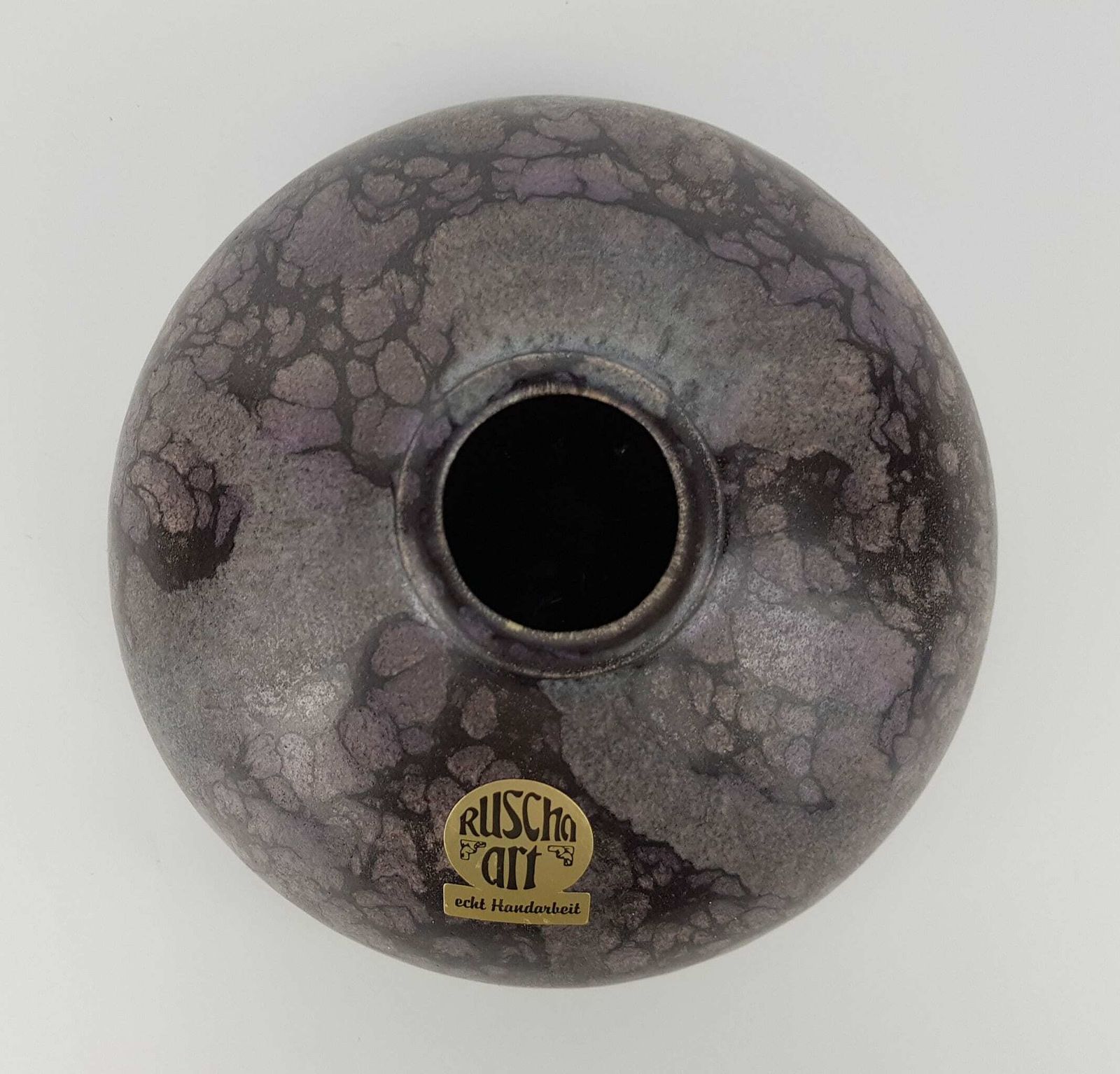 Vintage Ruscha Art Keramik Black Purple Discus Vase 855 2 West German Pottery 1970 80s photo 77.0