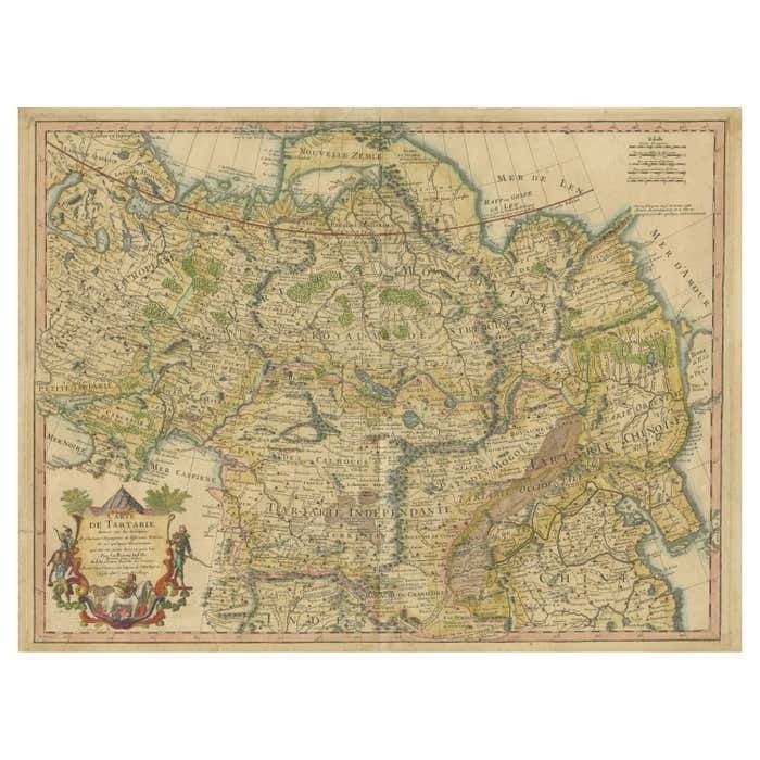 Antique Map Of Tartary, Also Showing The Great Wall Of China