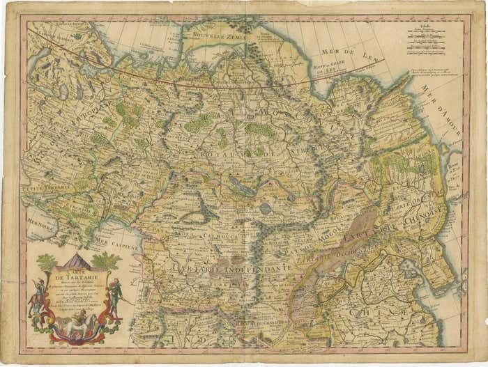 Antique Map Of Tartary, Also Showing The Great Wall Of China photo furniture