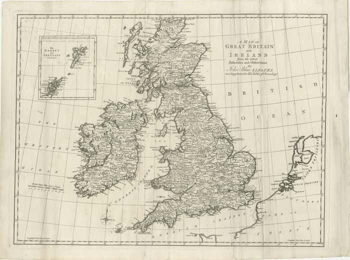 Large Antique Map Of The British Isles, With Inset Of The Orkneys And Shetlands photo furniture