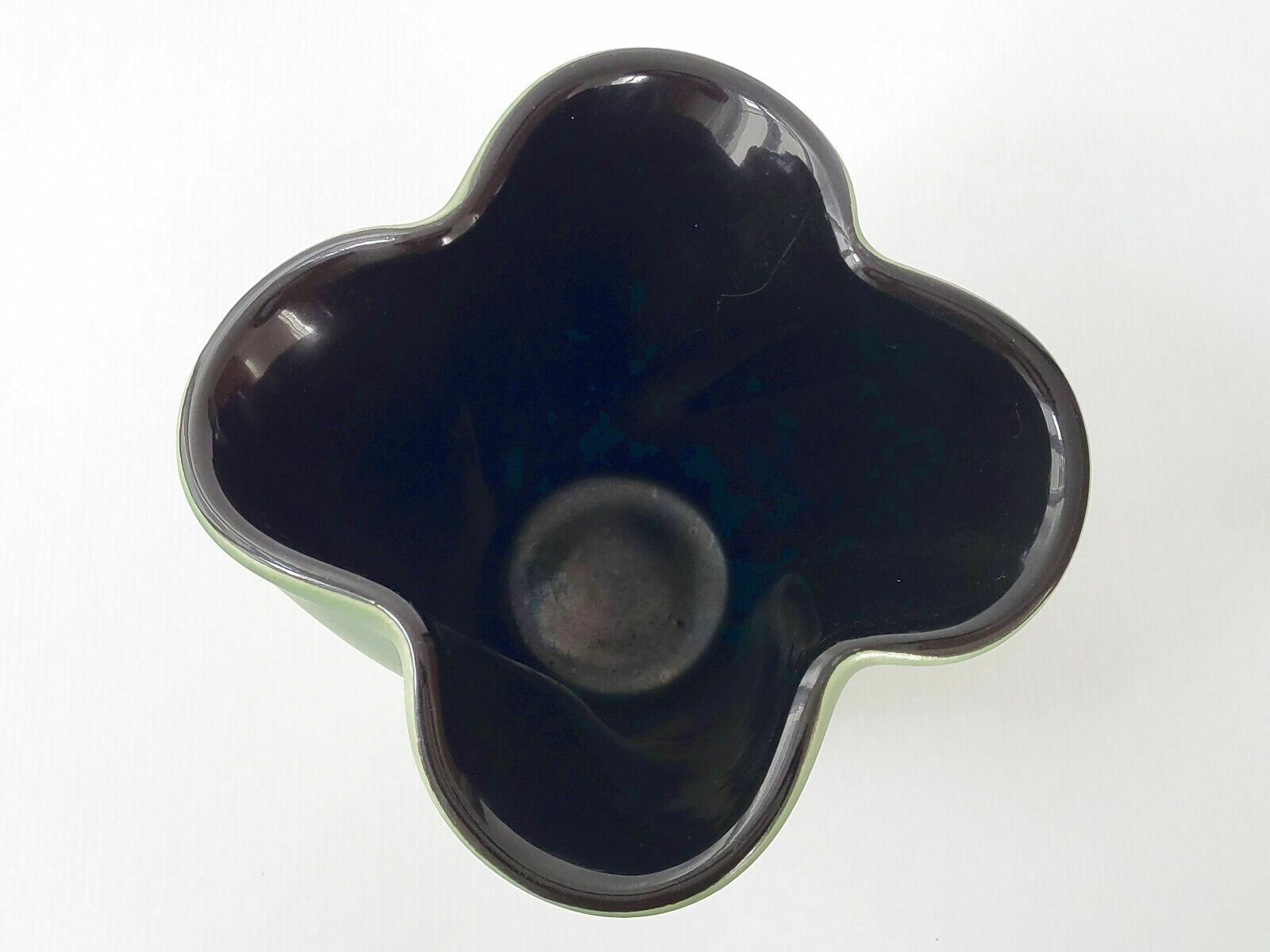 Vintage Vase 1950 Ceramic Elchinger France Water Green & Black 50s Retro 1950s photo Home Decor