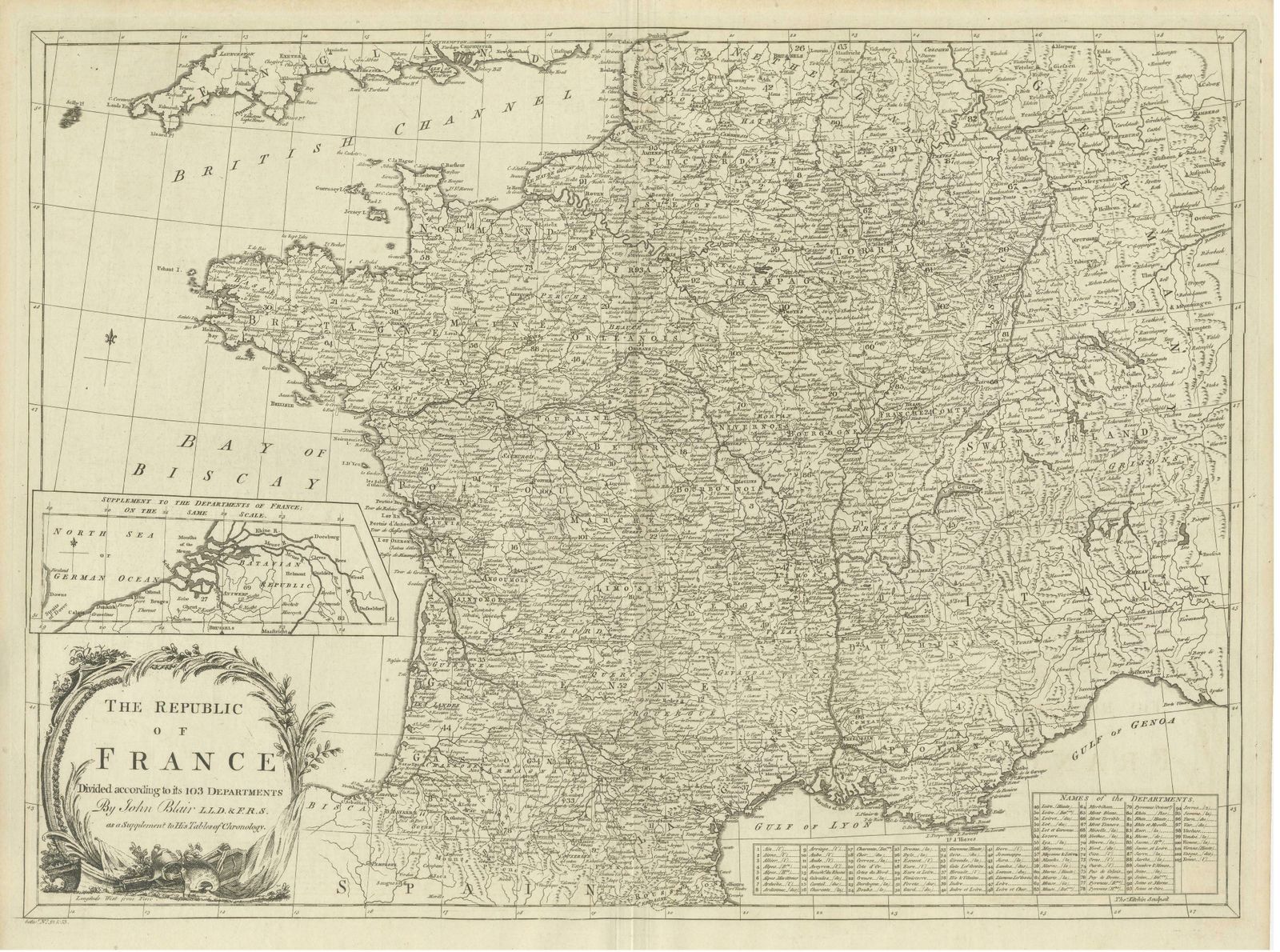 Antique Map Of France With Inset Showing The Northern Departments photo for sale