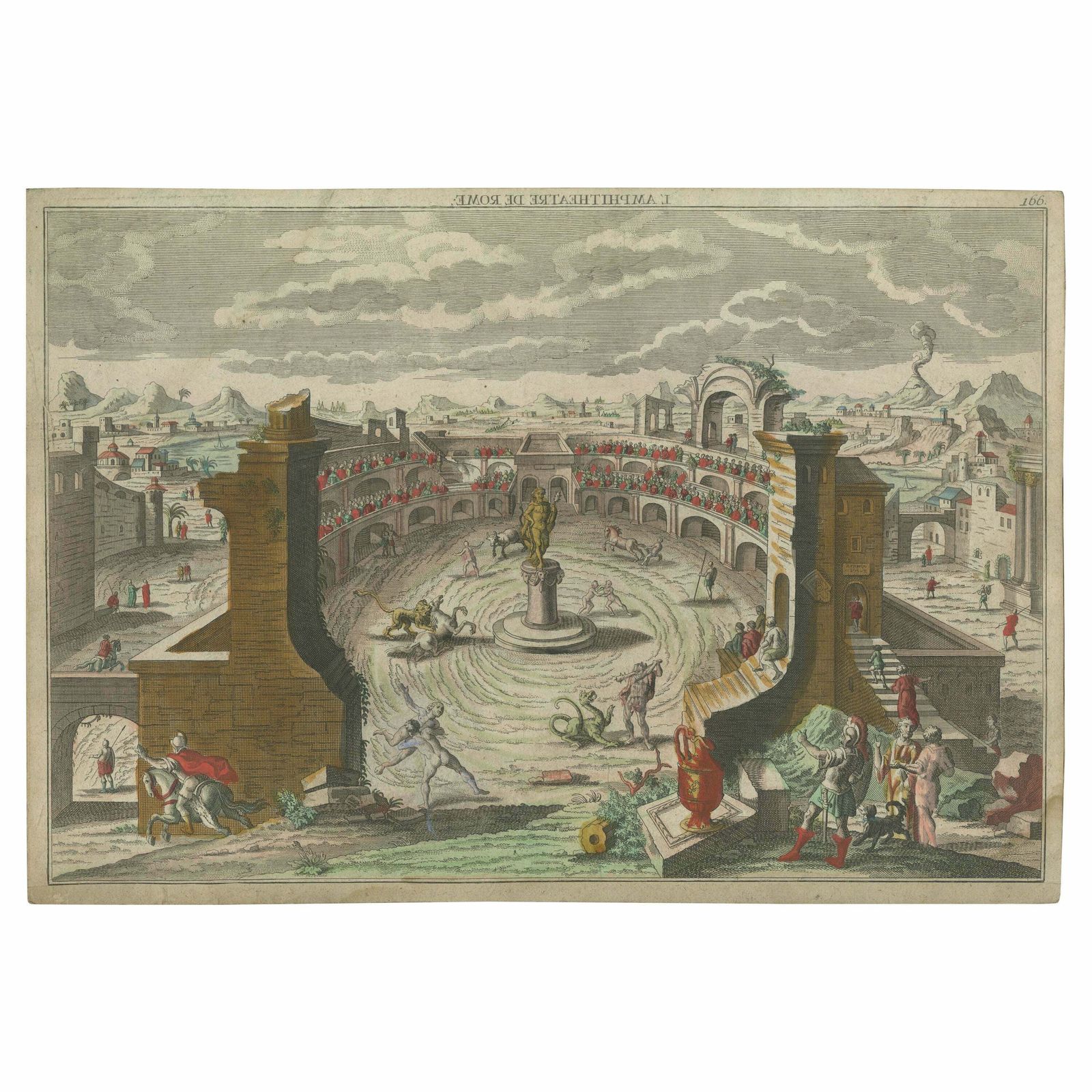 Antique Optical Print Of A Roman Amphitheatre