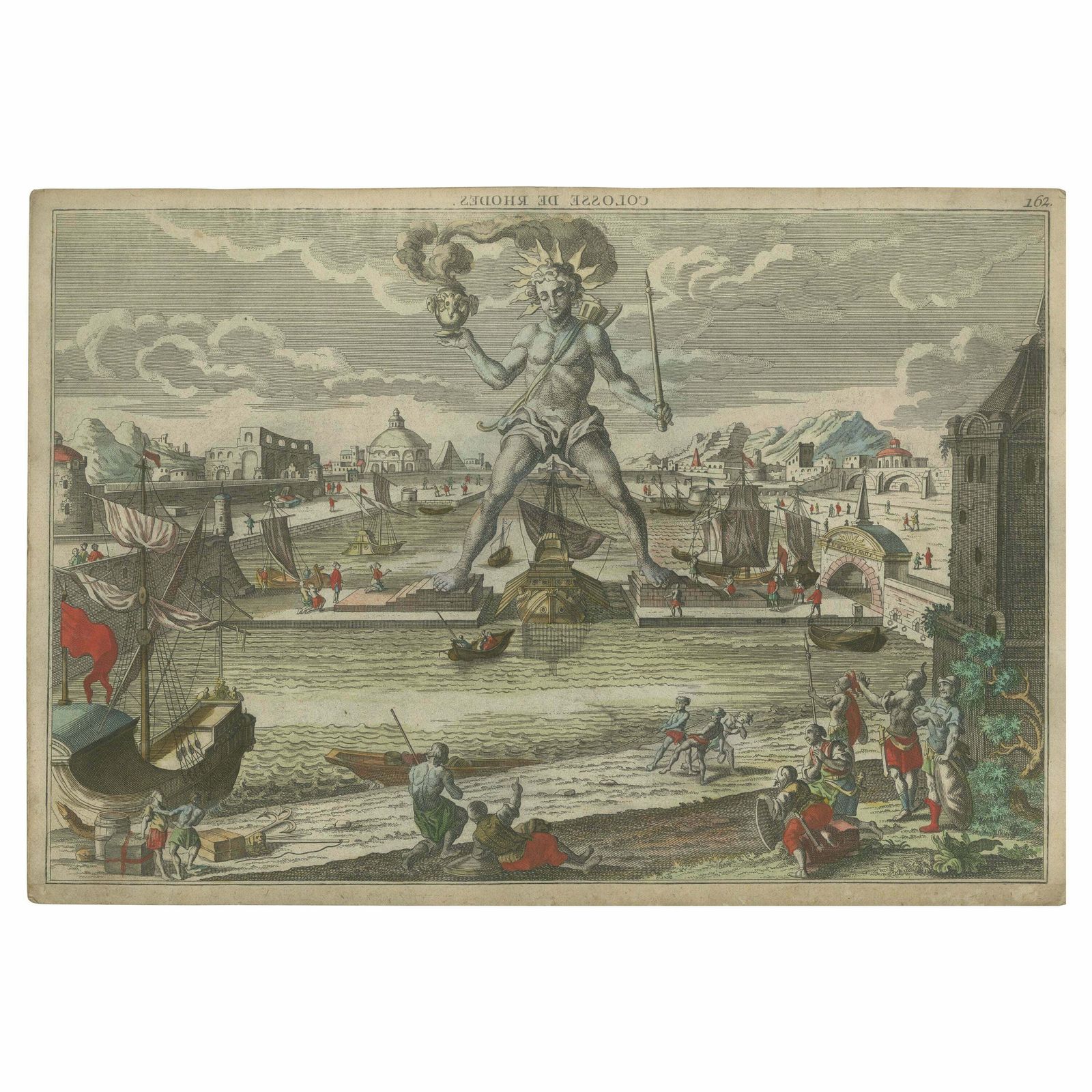 Antique Optical Print Of The Colossus Of Rhodes