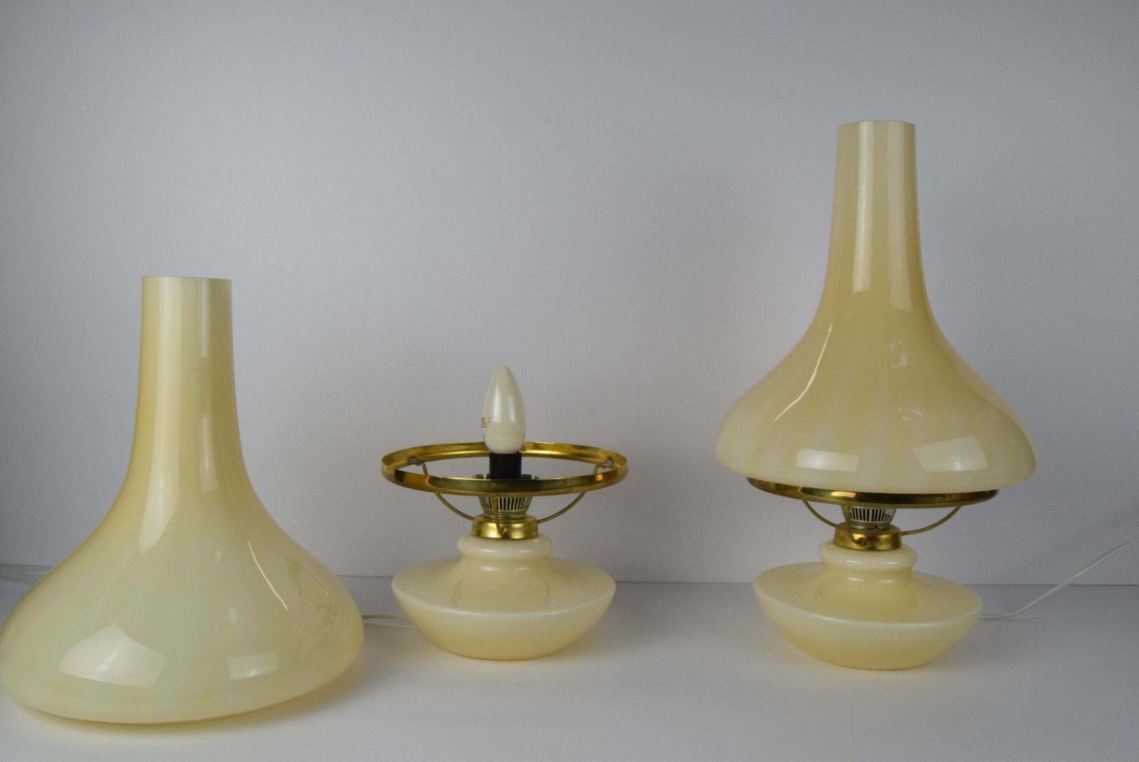 Lighting Pair Of Mid Century Table Lamps, Osvětlovací Sklo Závod Janštejn, 1970's. photo