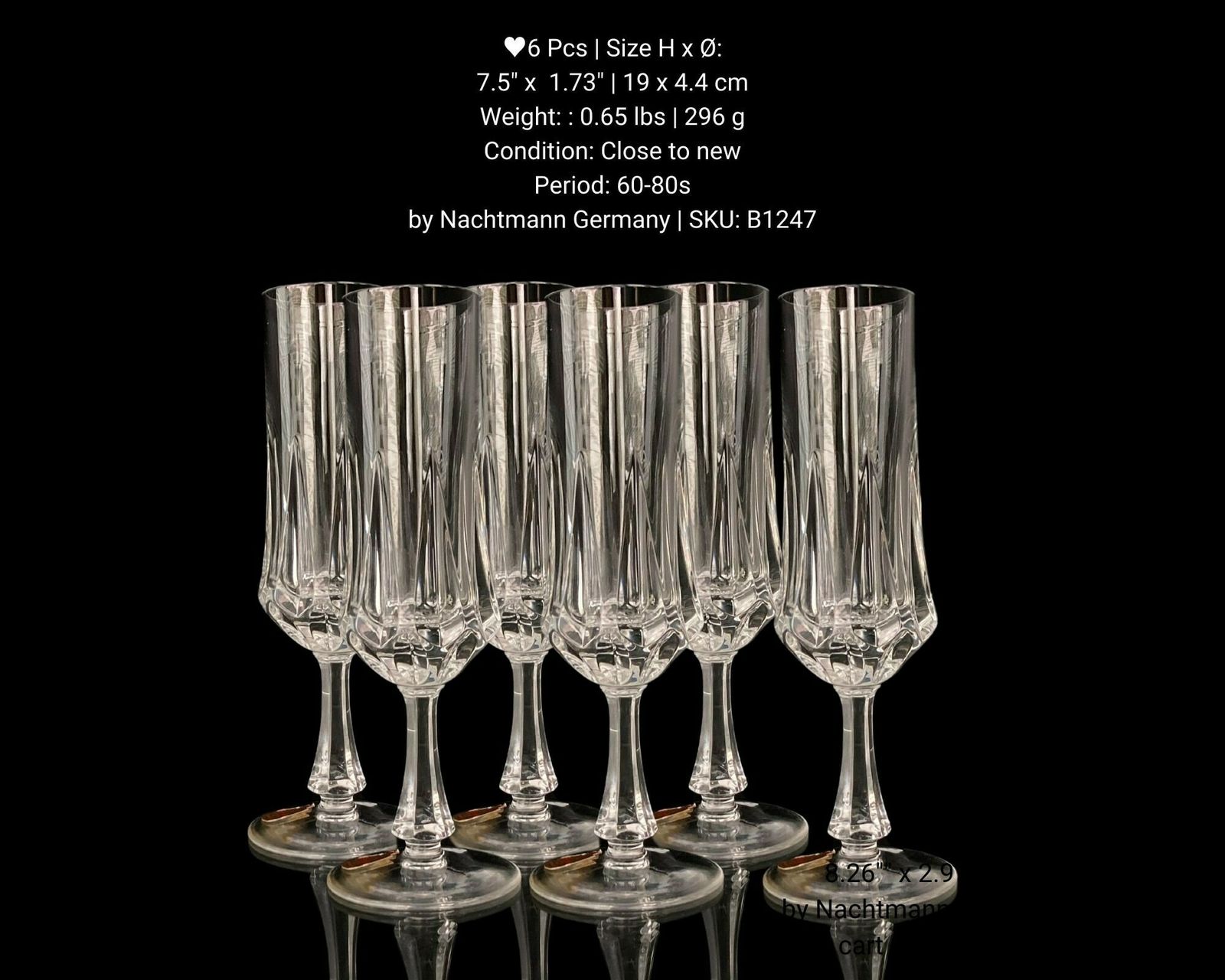 Nachtmann Champagne Glasses | 6pcs Flutes | Iconic And Heavy | 60 80s photo furniture