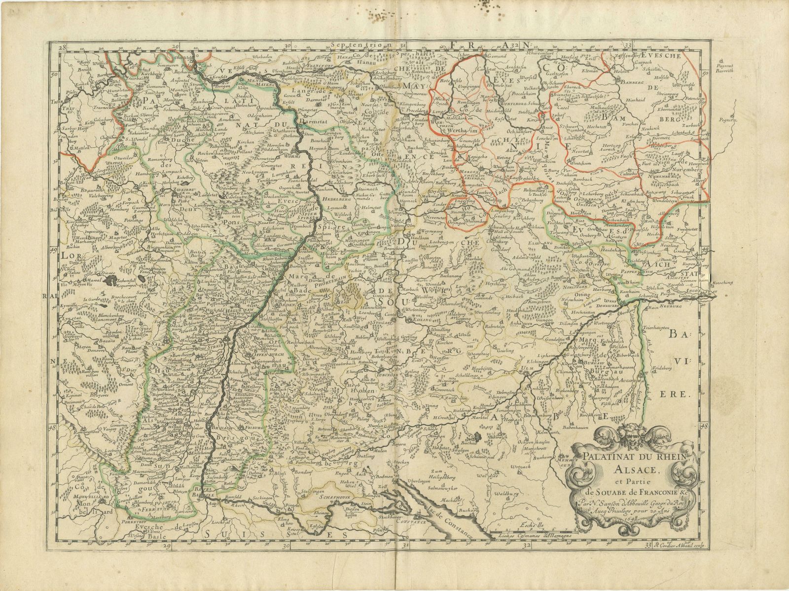 Antique Map Of The Rhineland And Alsace Region With Original Hand Coloring photo furniture