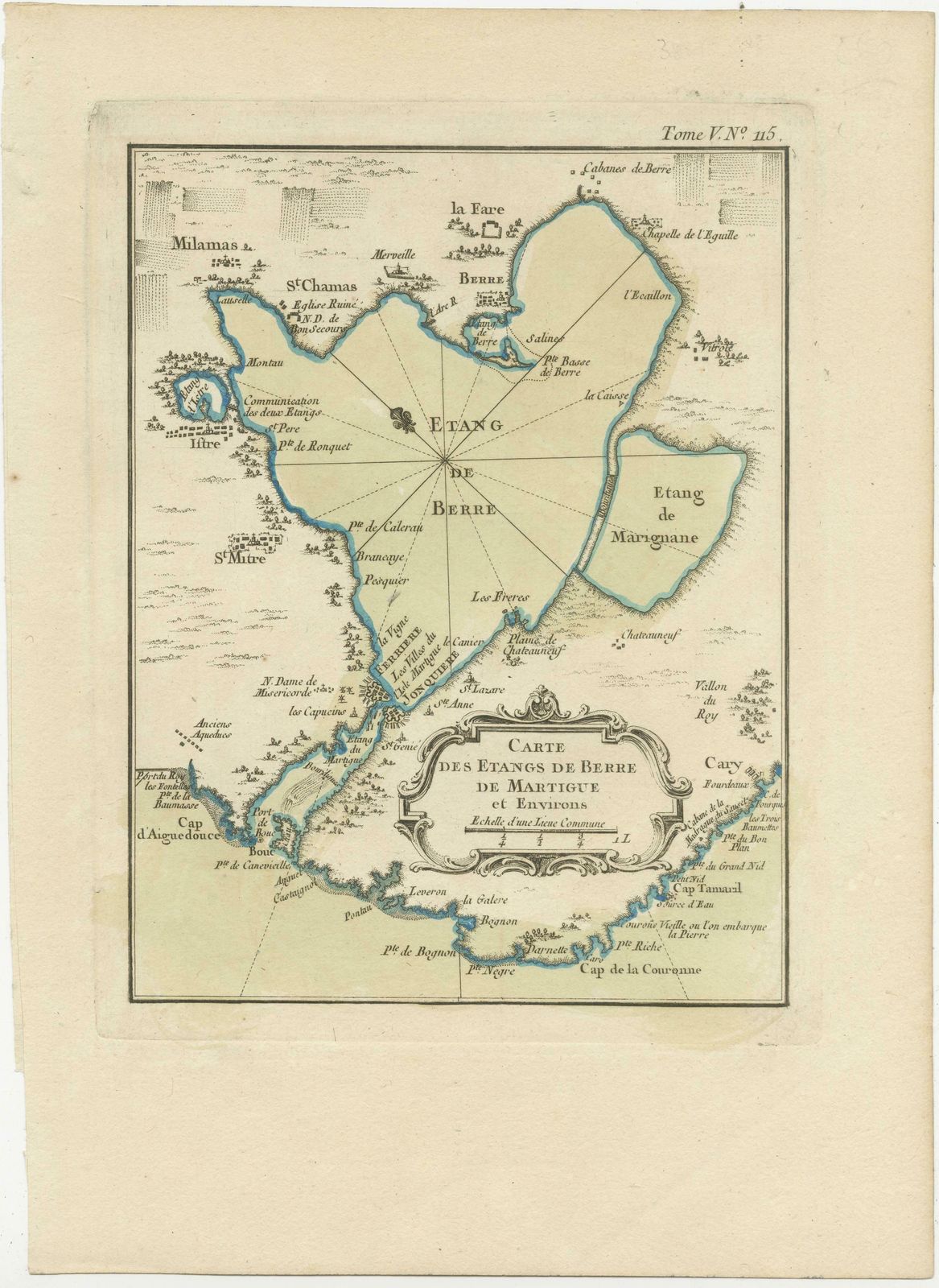 Antique Map Of The Region Of Berre L'étang, France photo furniture