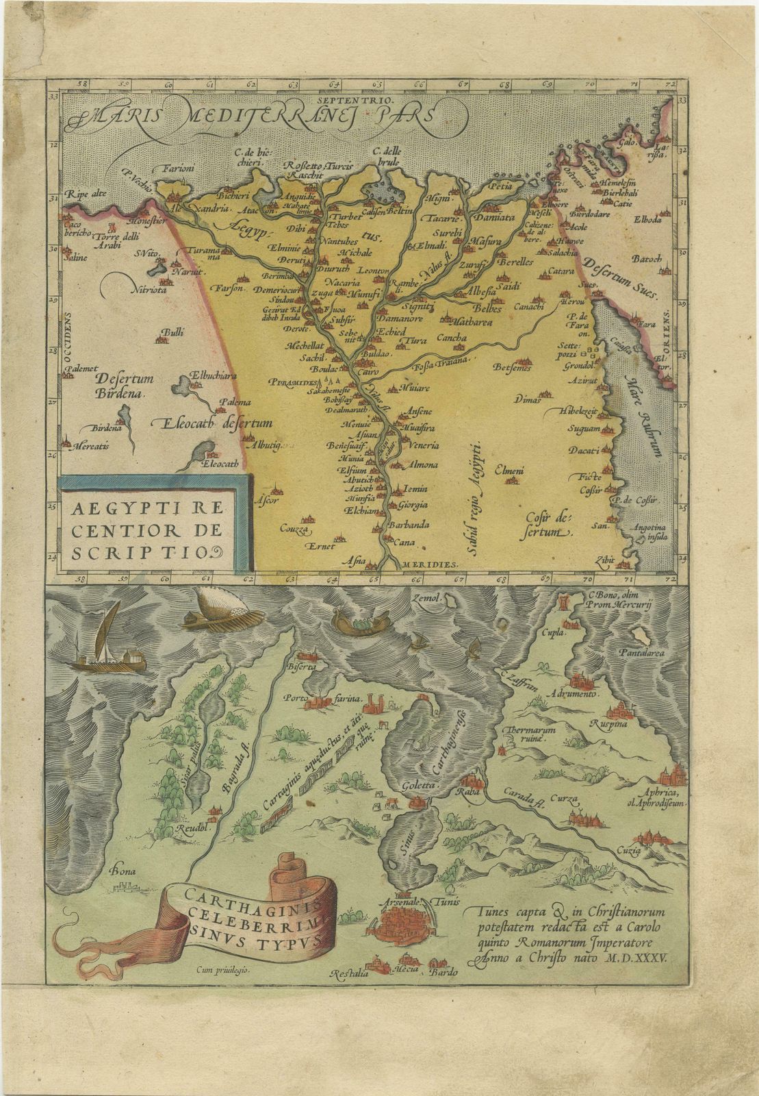 Antique Map Of The Region Around The Nile And The City Of Carthage photo furniture