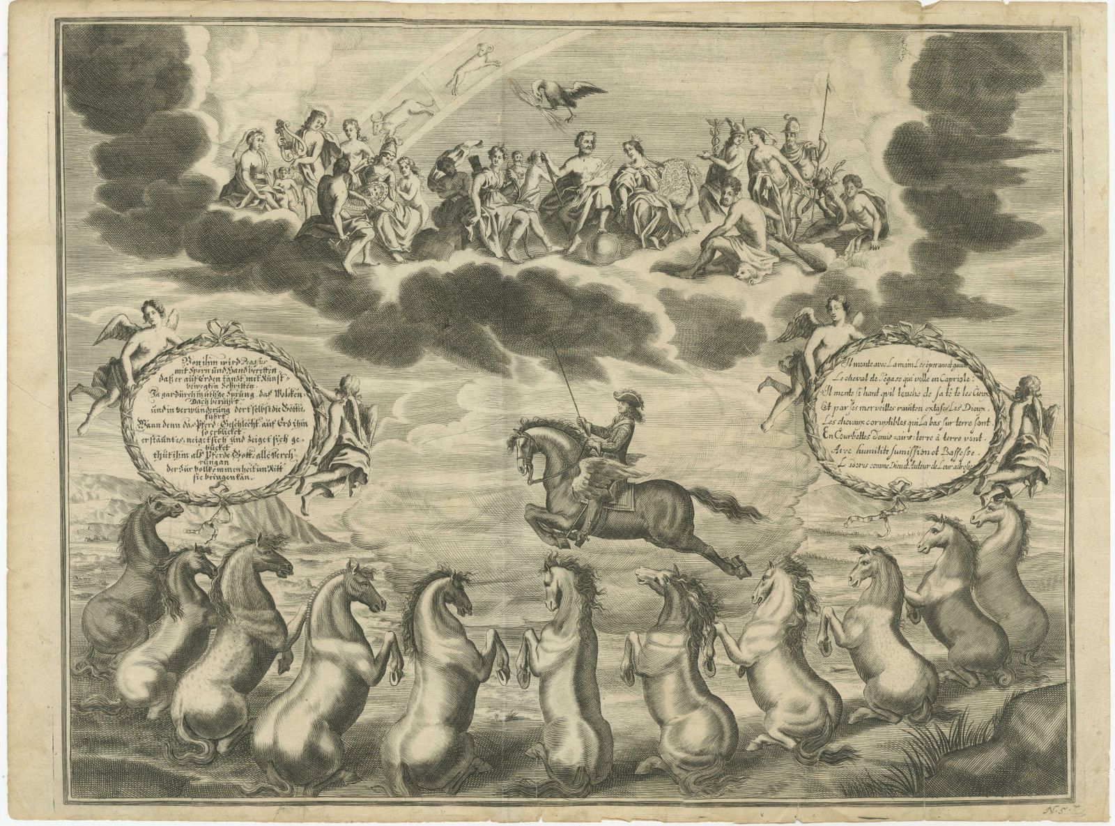 Antique Print Of The Marquess Of Newcastle Riding On Pegasus photo furniture
