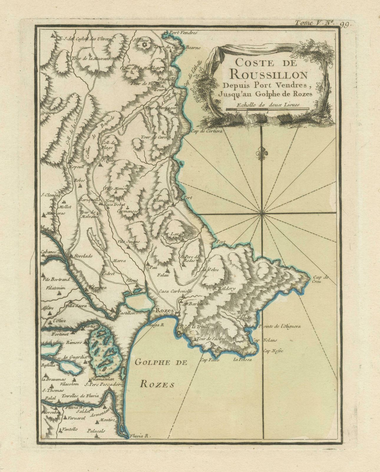 Antique Map Of The Coast Of Roussillon, France photo for sale