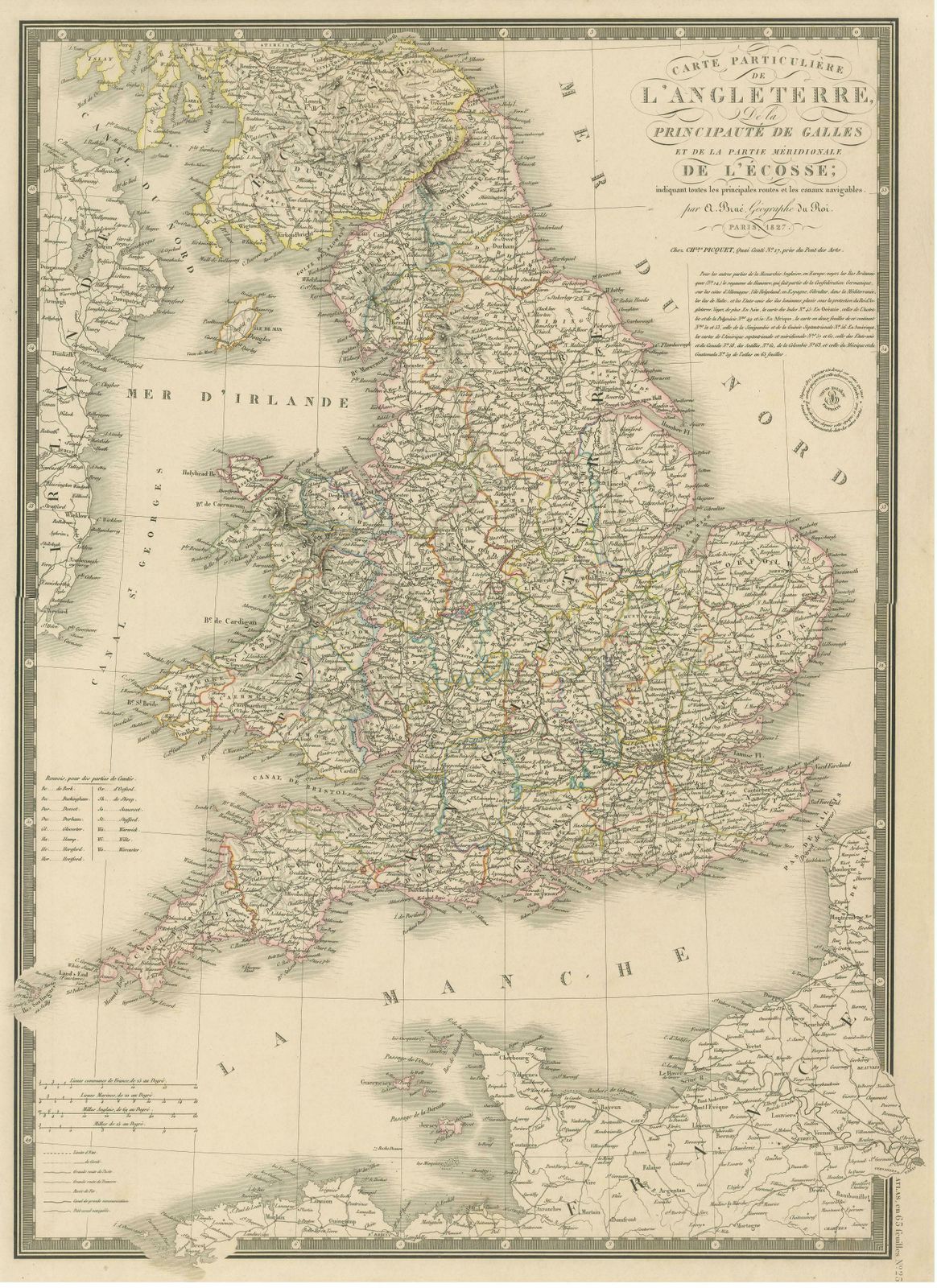 Antique Map Of The British Isles And Part Of The Coast Of France photo for sale
