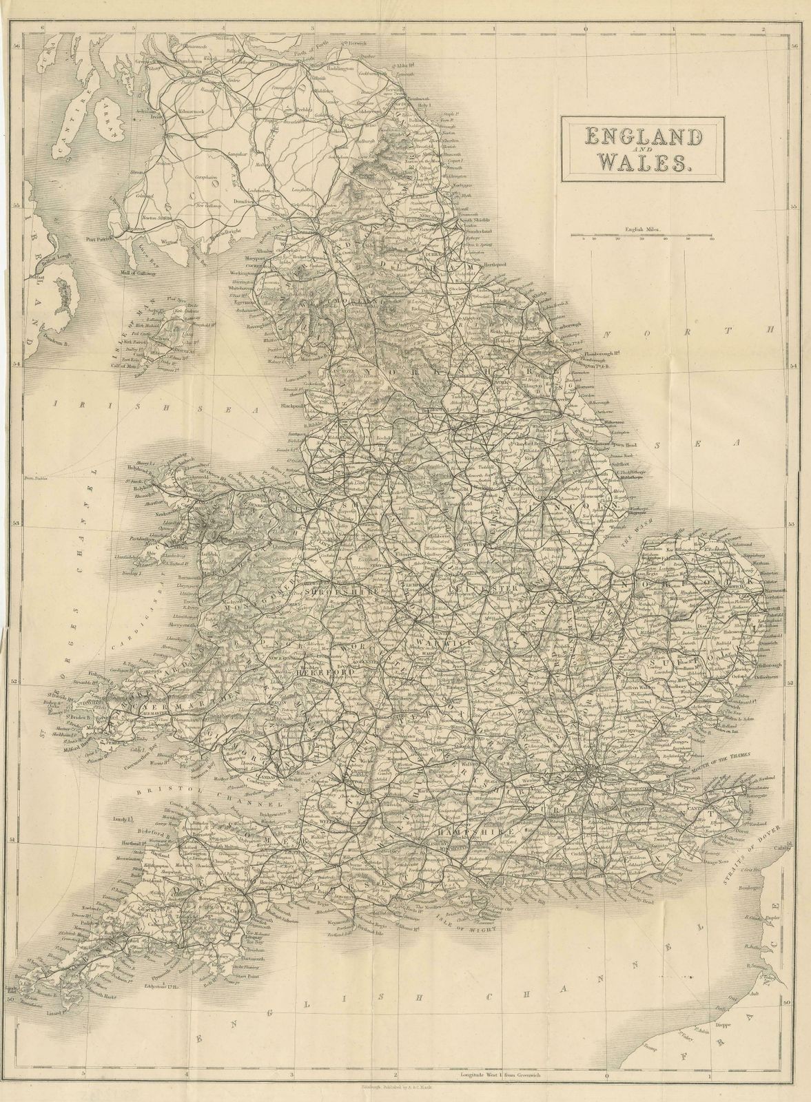 Antique Folding Map Of England And Wales photo for sale
