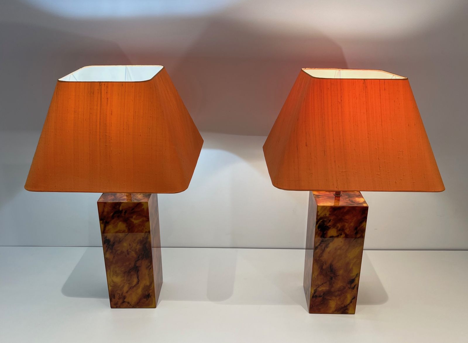 Pair Of Plexiglass Lamps. French Work. Around 1970 photo furniture