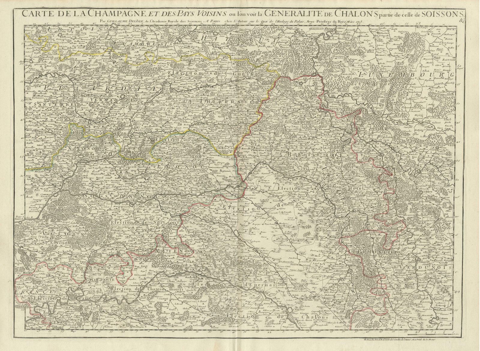 Antique Map Of Champagne And Surrounding Regions, France photo for sale