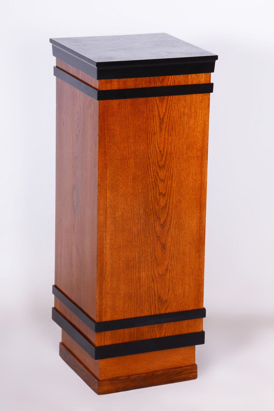 Restored Art Deco Pedestal, Beech, Oak Veneer, Revived Polish, Czech, 1920s