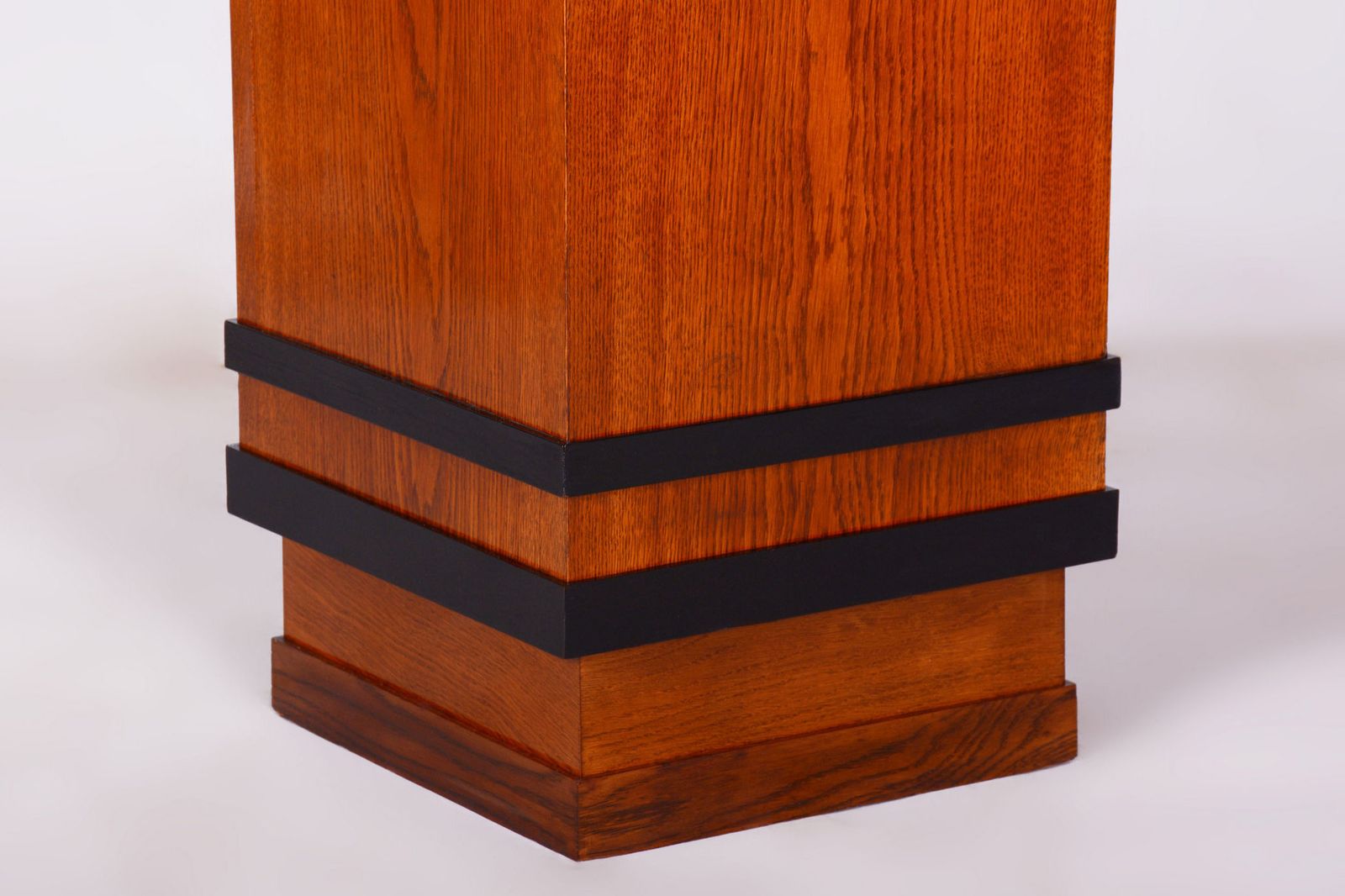 Restored Art Deco Pedestal, Beech, Oak Veneer, Revived Polish, Czech, 1920s photo 700.0