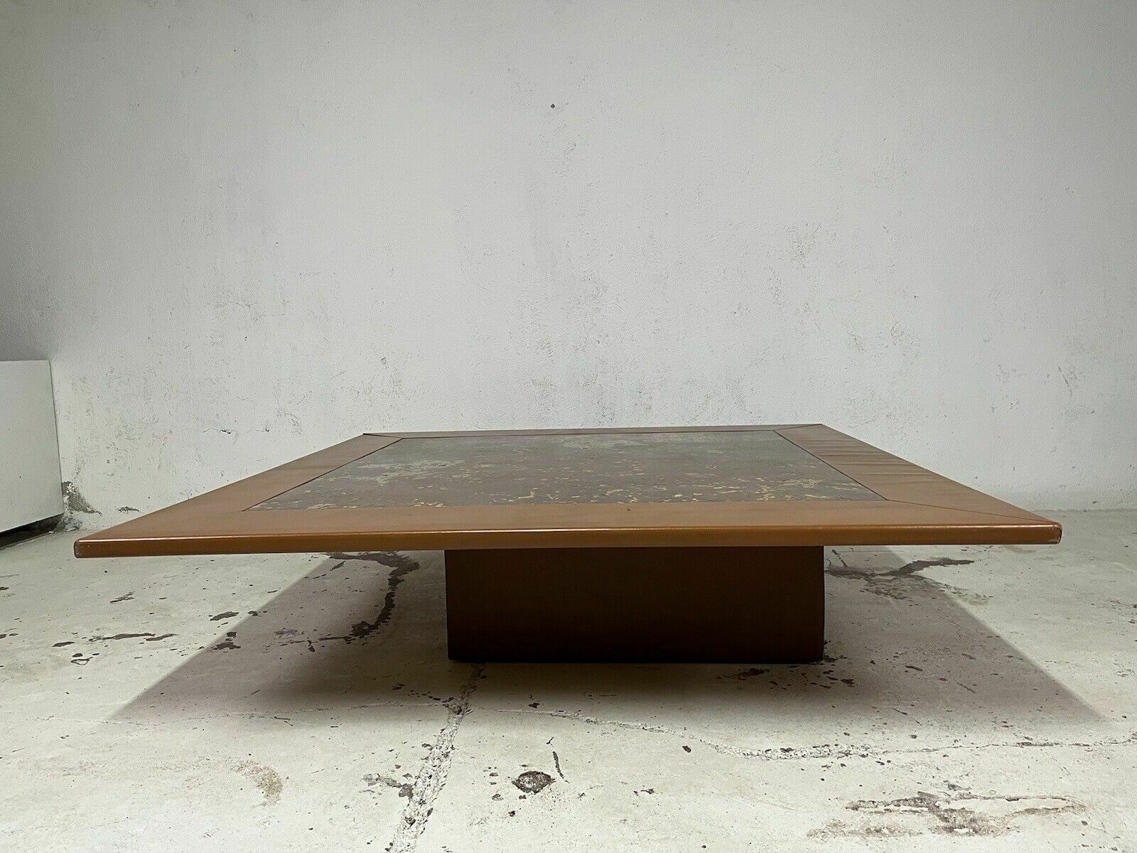 Large Leather Coffee Table From The 1960s, Vintage Design photo for sale