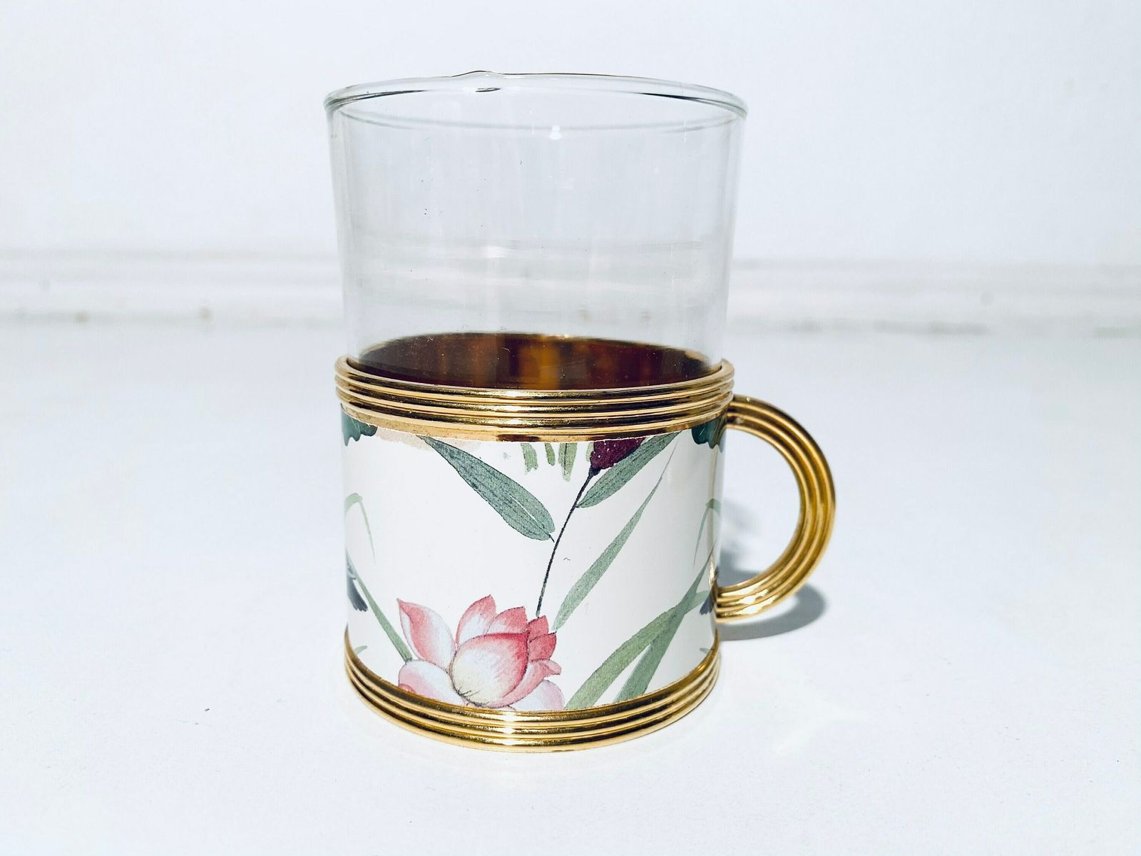 The Turnwald Collection Six Tea Set Glasses With Duck Motif & 24 Carat Gold Plated Holder / Vintage Decor photo 103.0