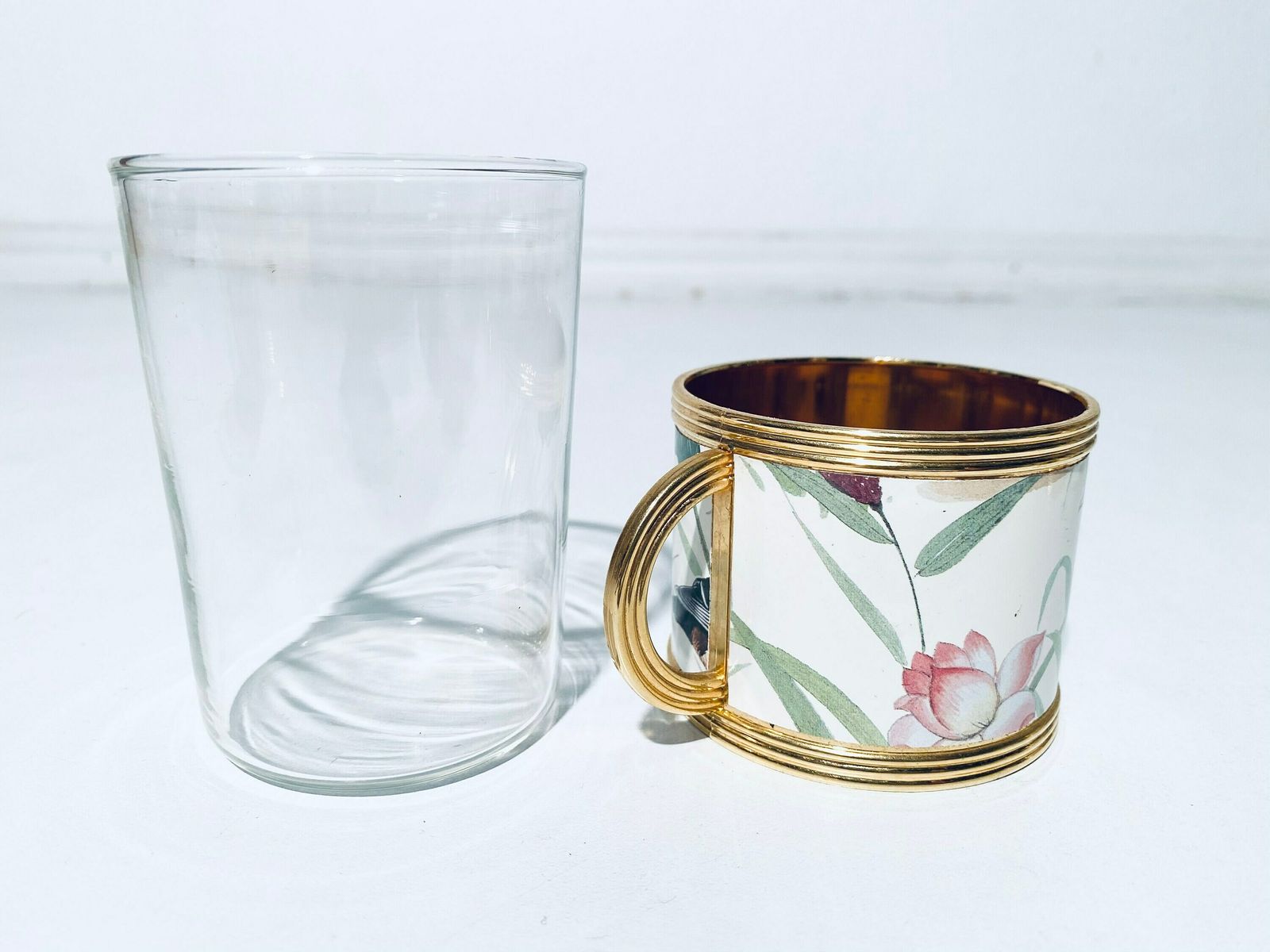 The Turnwald Collection Six Tea Set Glasses With Duck Motif & 24 Carat Gold Plated Holder / Vintage Decor photo buy