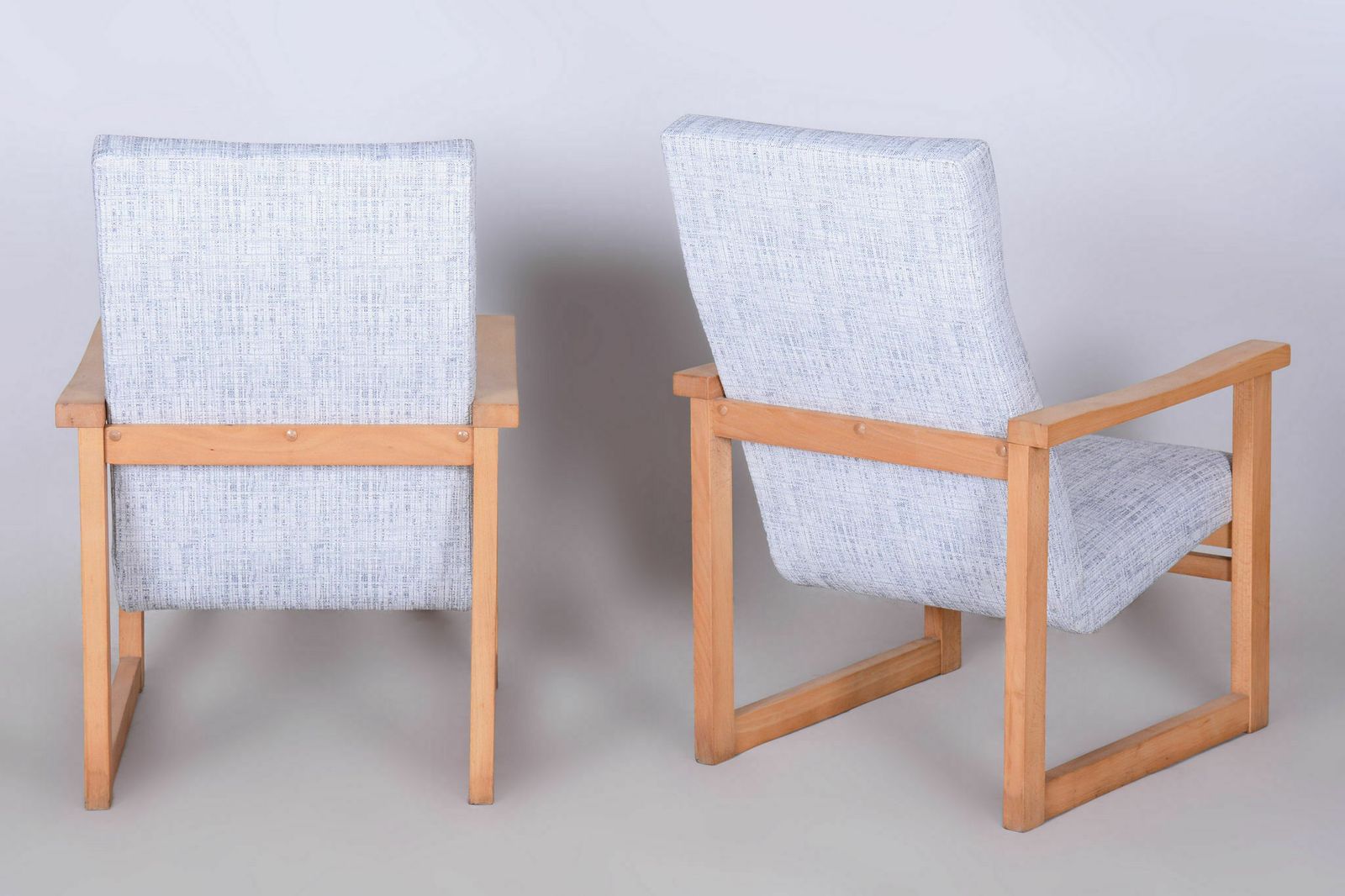 Pair Of Restored Mid Century Armchairs, Beech, New Upholstery, Czech, 1960s photo furniture