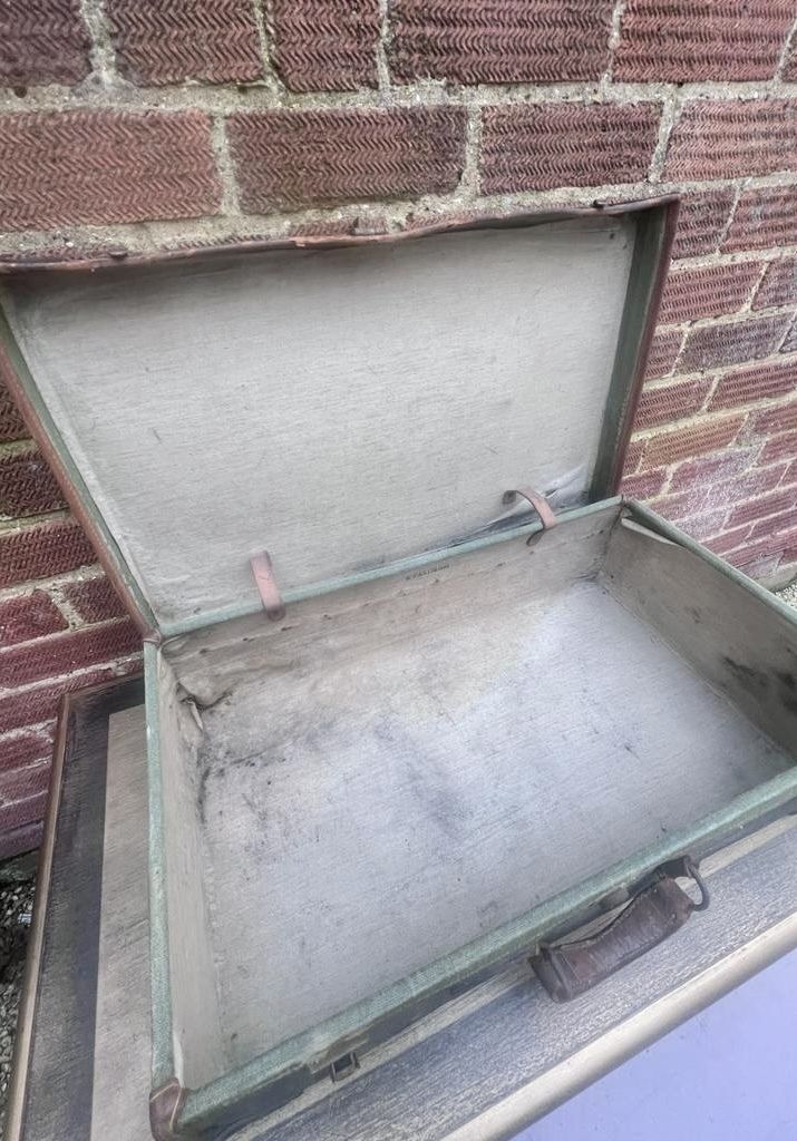 1940's Vintage Wwii Era Military British Army Canvas & Leather Suitcase photo buy