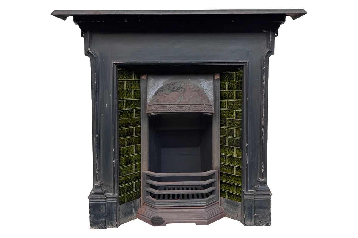 Antique Victorian Cast Iron Combination Fireplace