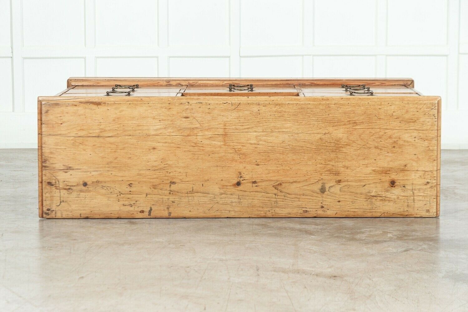 19thc English Pine Bank Haberdashery Drawers / Counter photo vintage