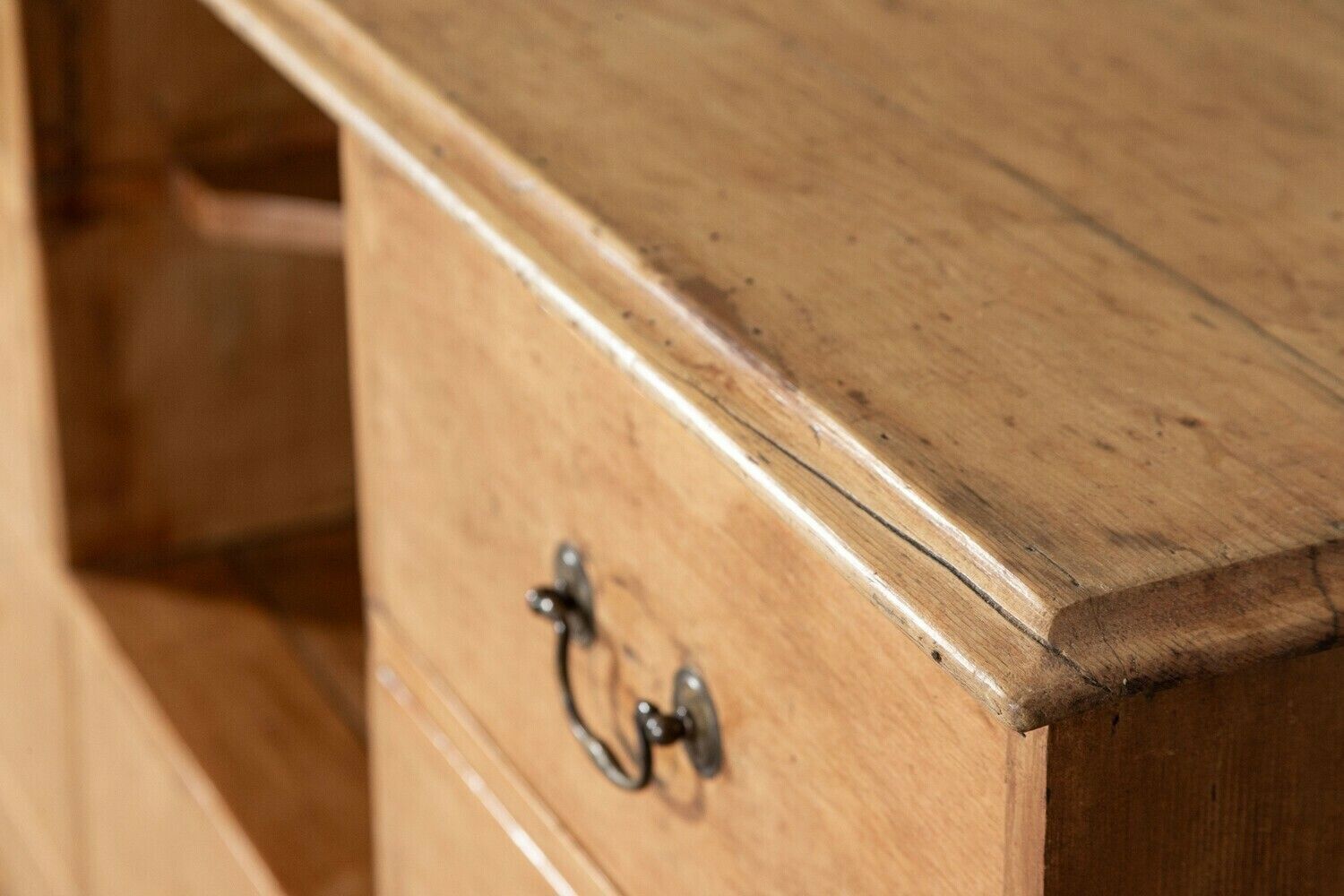 Furniture 19thc English Pine Bank Haberdashery Drawers / Counter photo