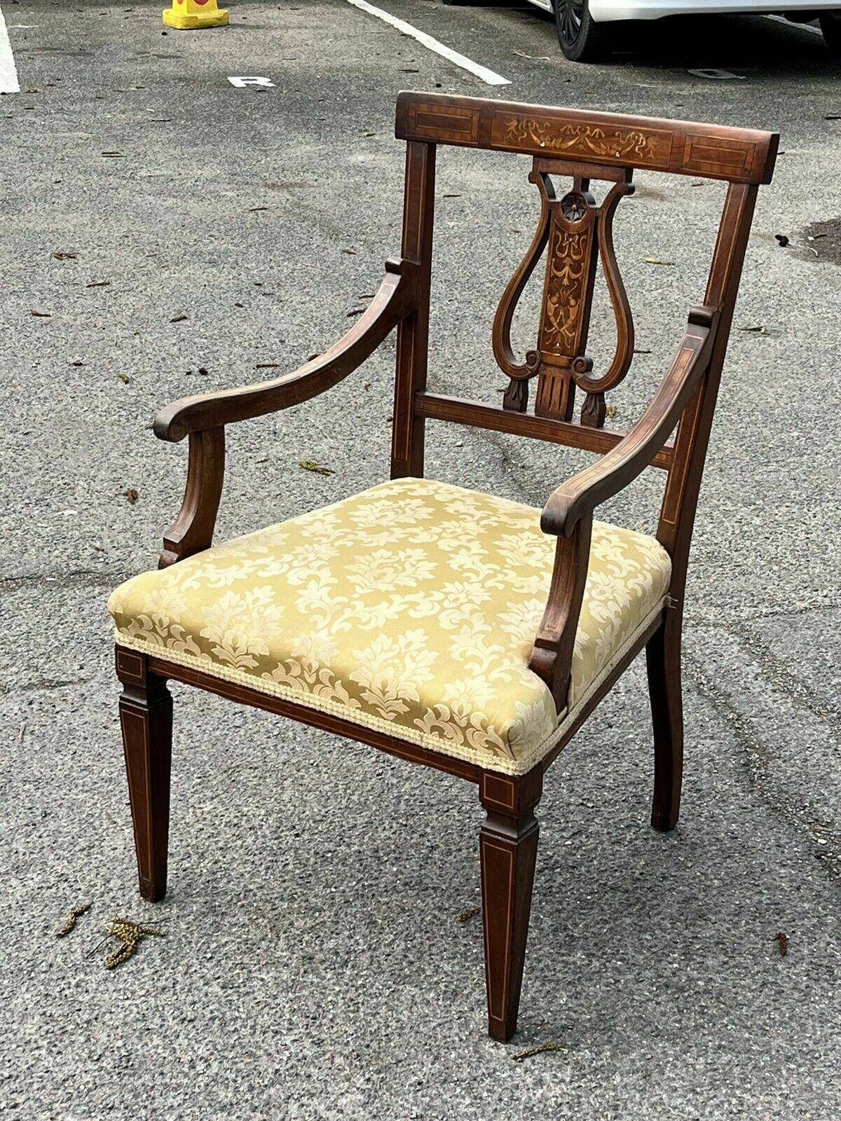 Antique Sheraton Inlaid Mahogany Armchair photo furniture