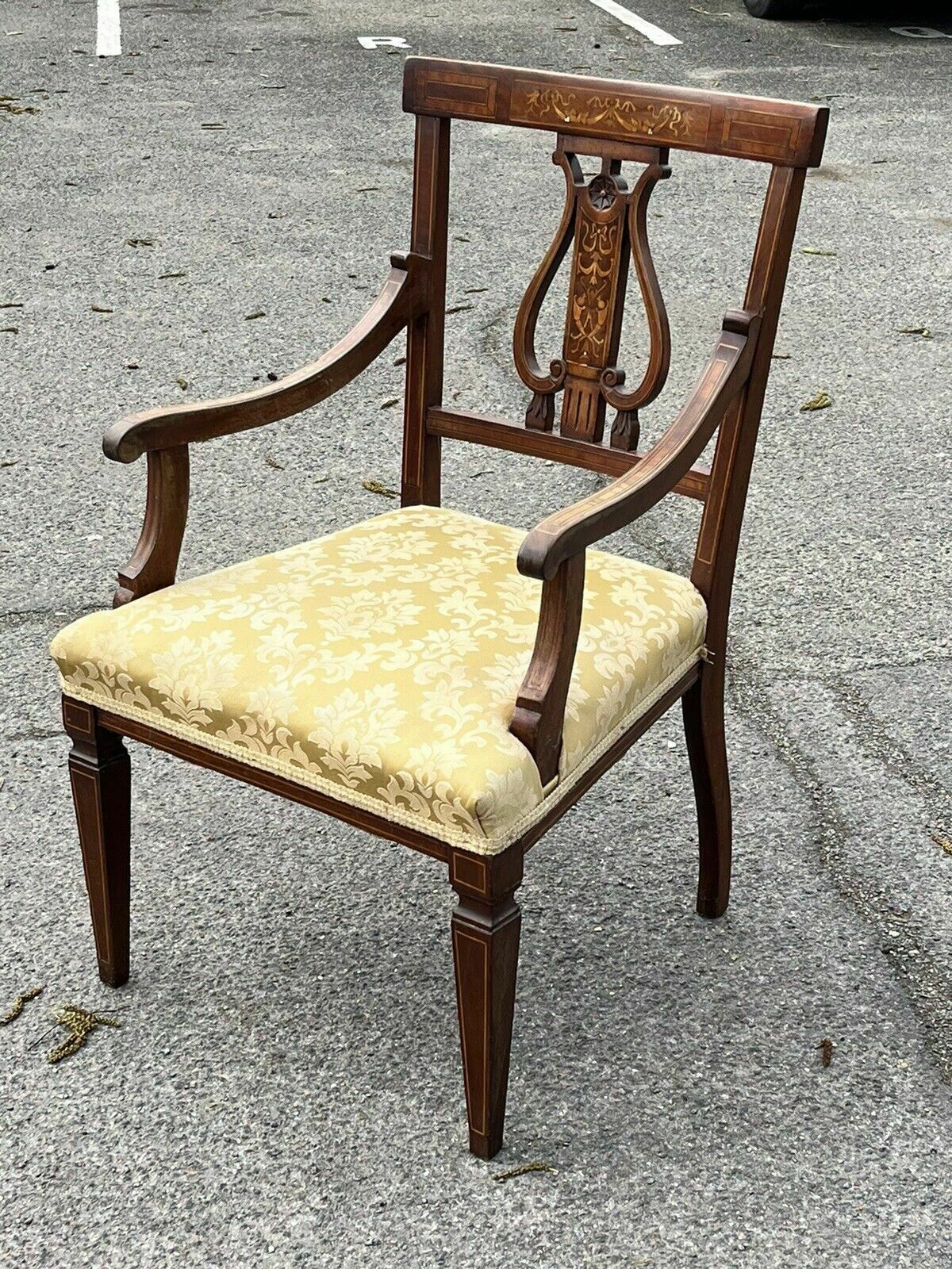 Antique Sheraton Inlaid Mahogany Armchair photo buy